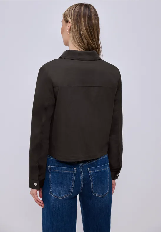 Overshirt im Slik-Look mit Knopfleiste