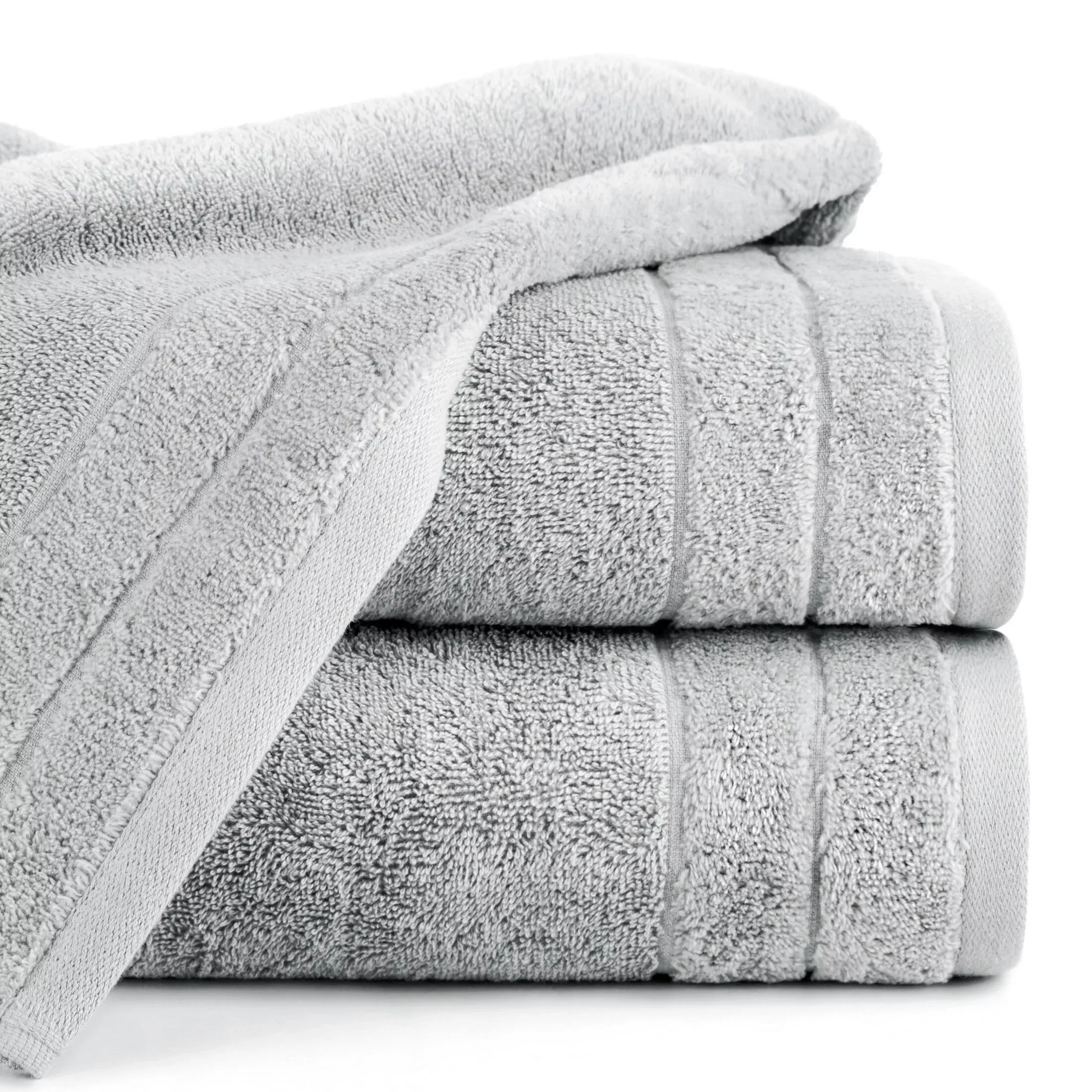 Ręcznik do rąk 30x50 cm bawełniany kolor srebrny z welwetową bordiurą 500 g/m2 DAMLA