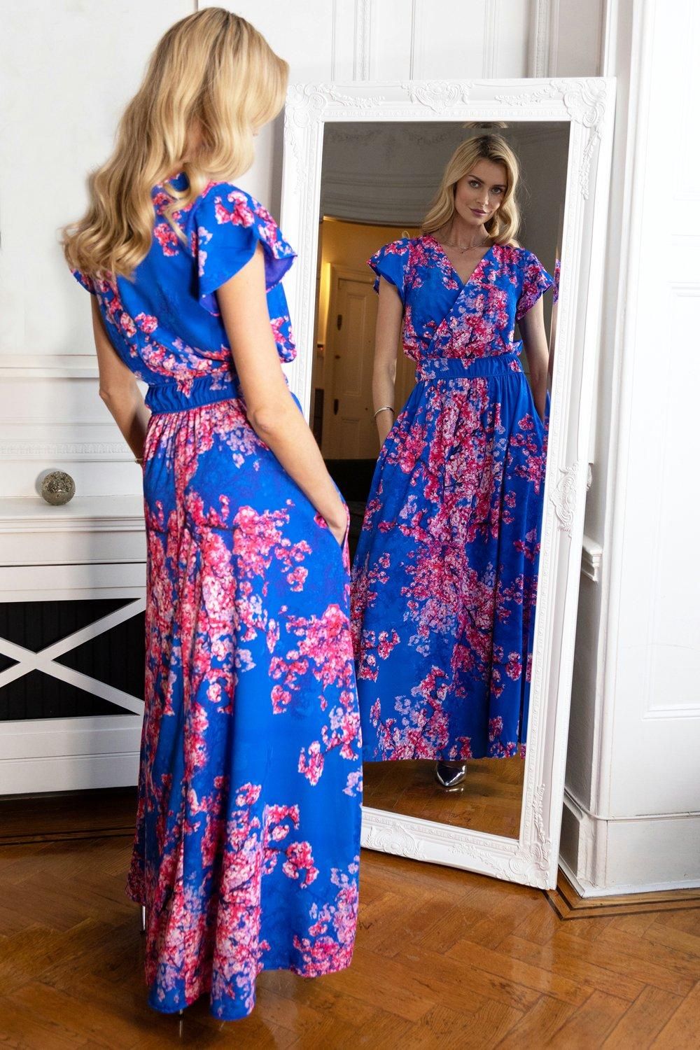Hot Squash Chiffon Wrap Top Maxi Dress