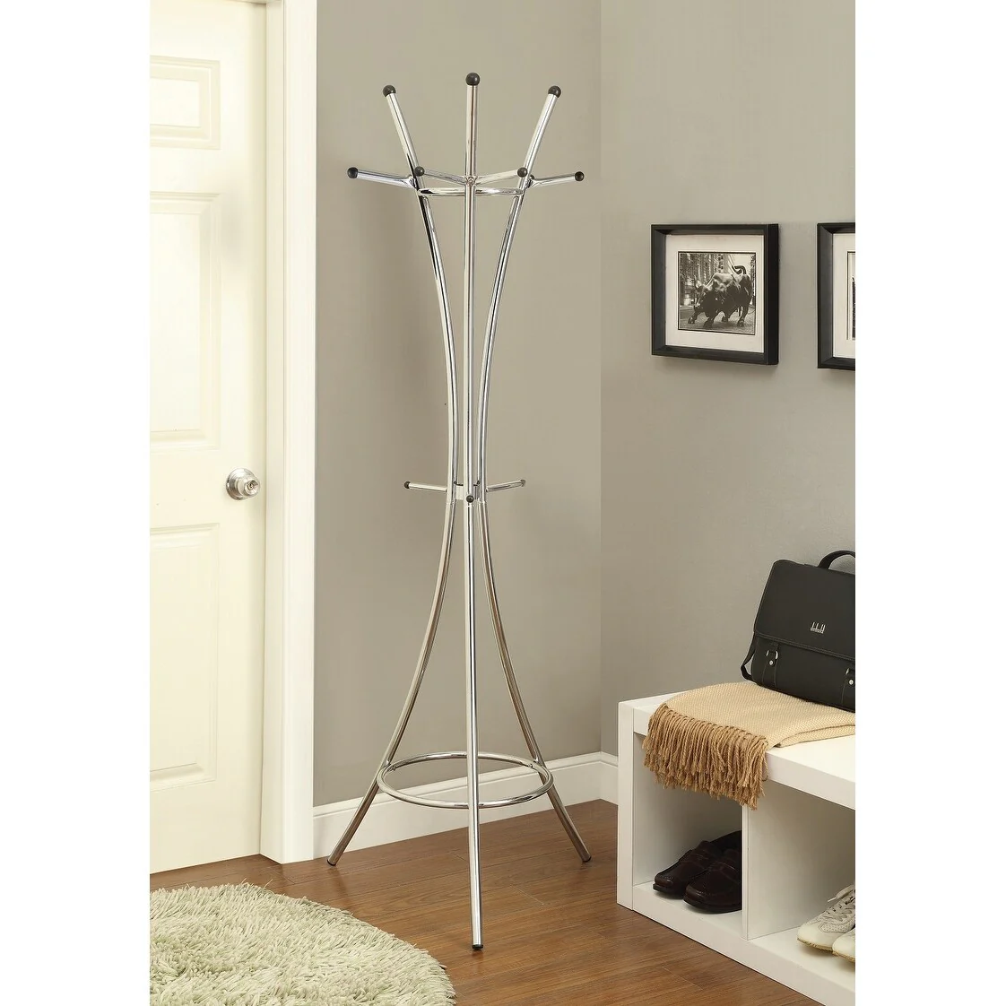 Metal 12-Hook Coat Rack in Chrome