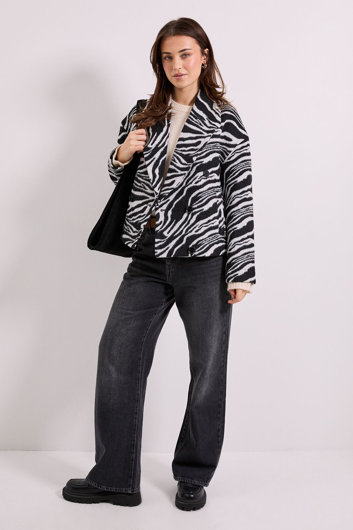 Dorothy Perkins Zebra Printed Boxy Short Coat