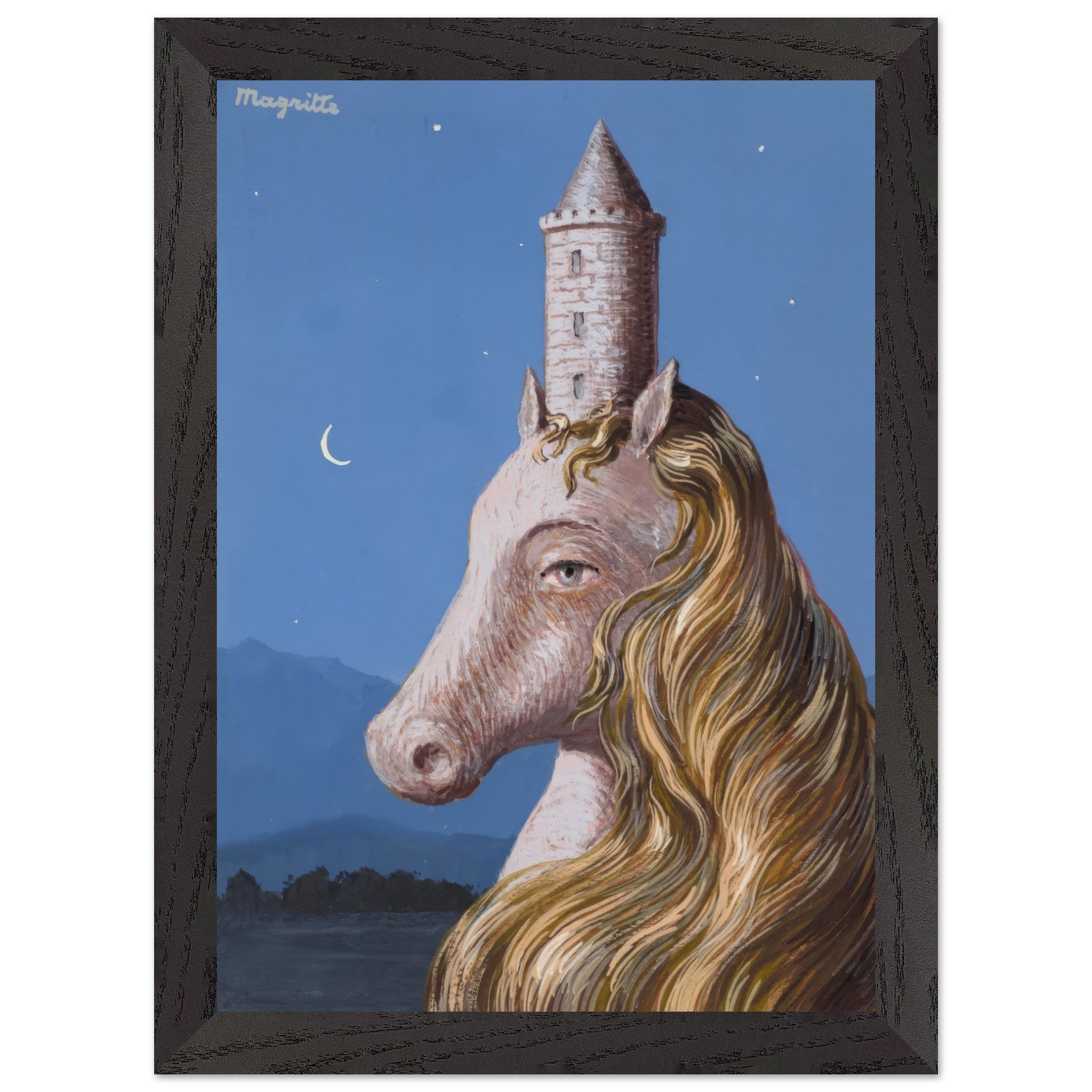 Artfulprints Poster met Lijst René Magritte - Le coeur du monde  - A4 21x29.7 cm - Blauw