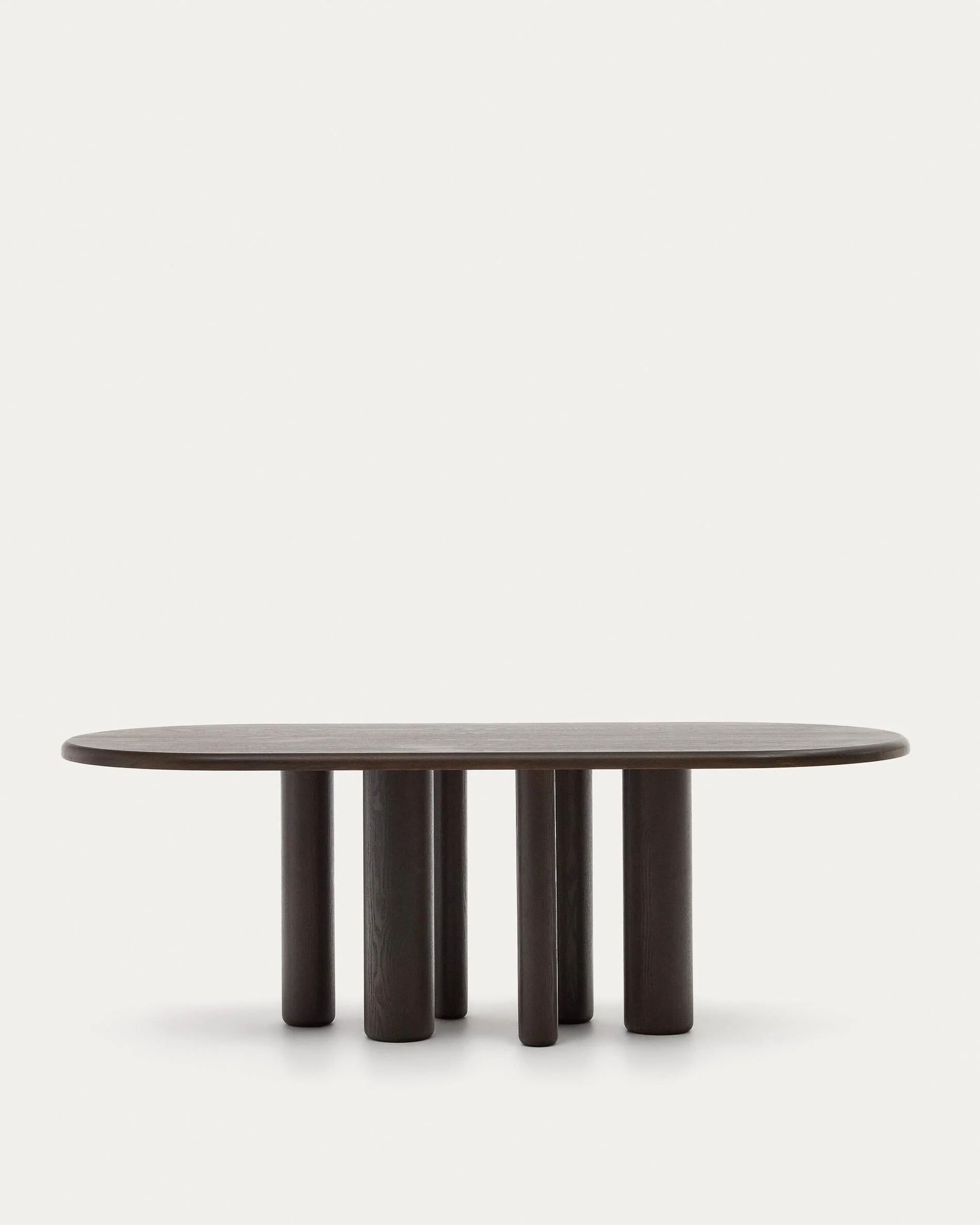 Mailen oval table in ash wood veneer with dark finish, Ø 220 x 105 cm