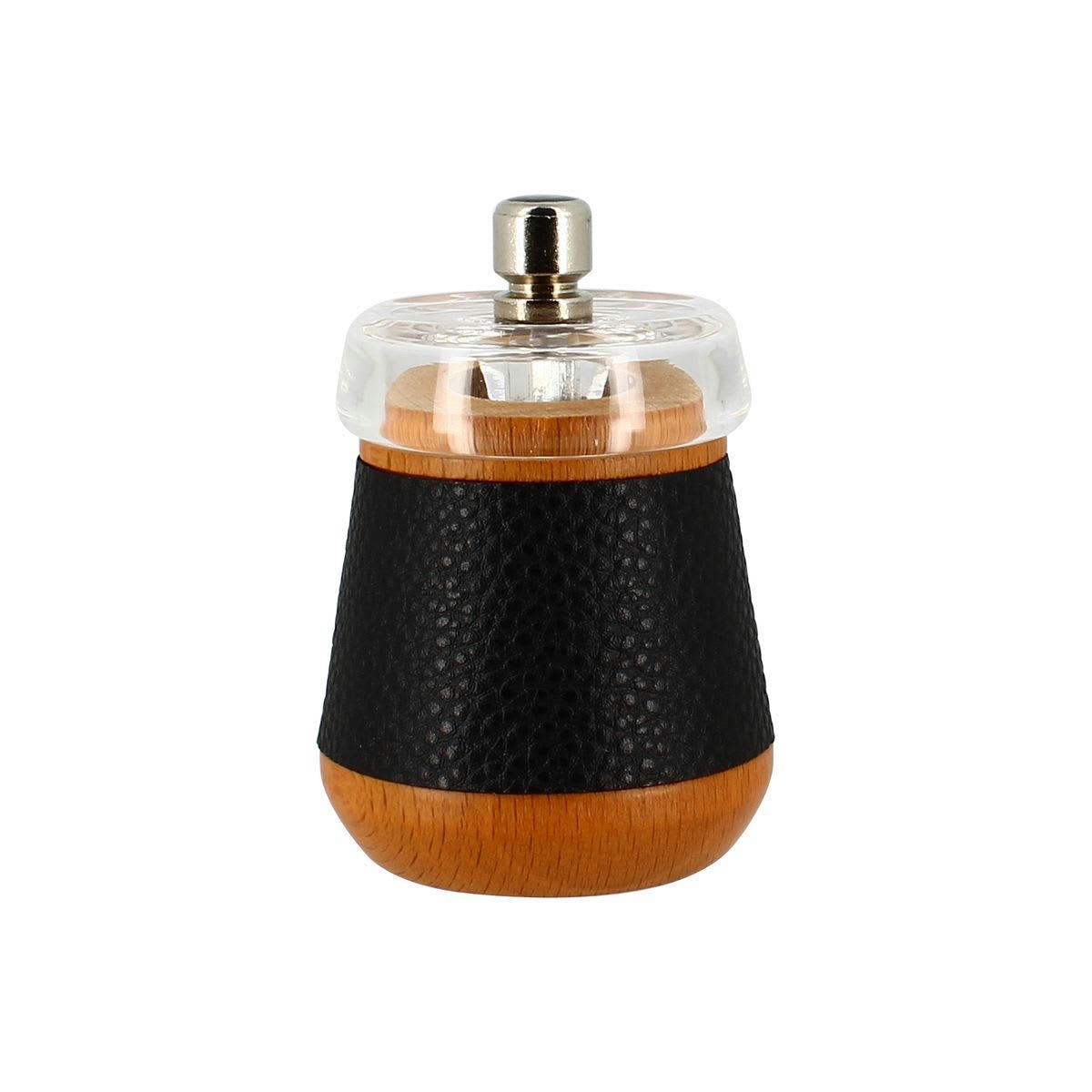 - Moulin à poivre en bois de hêtre effet cuir noir