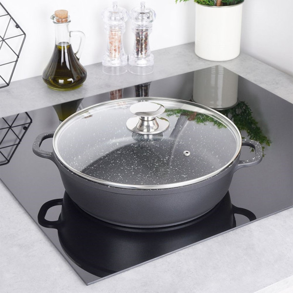 Patelnia z pokrywką granitowa GRANDE 28 cm