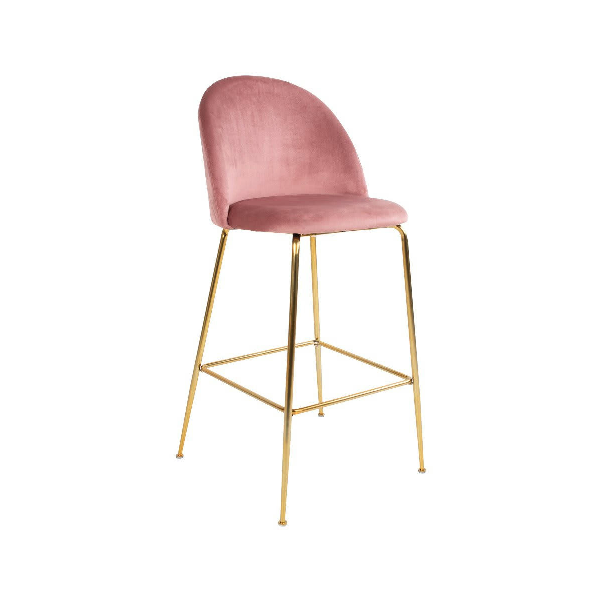 ANDREA - Tabouret de bar scandinave en velours rose