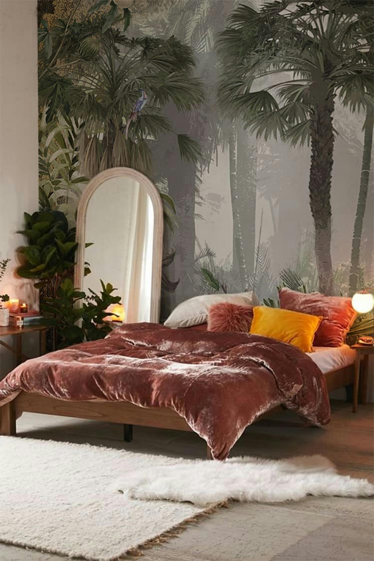 - Papier peint panoramique jungle noyée dans la brume 255x260cm