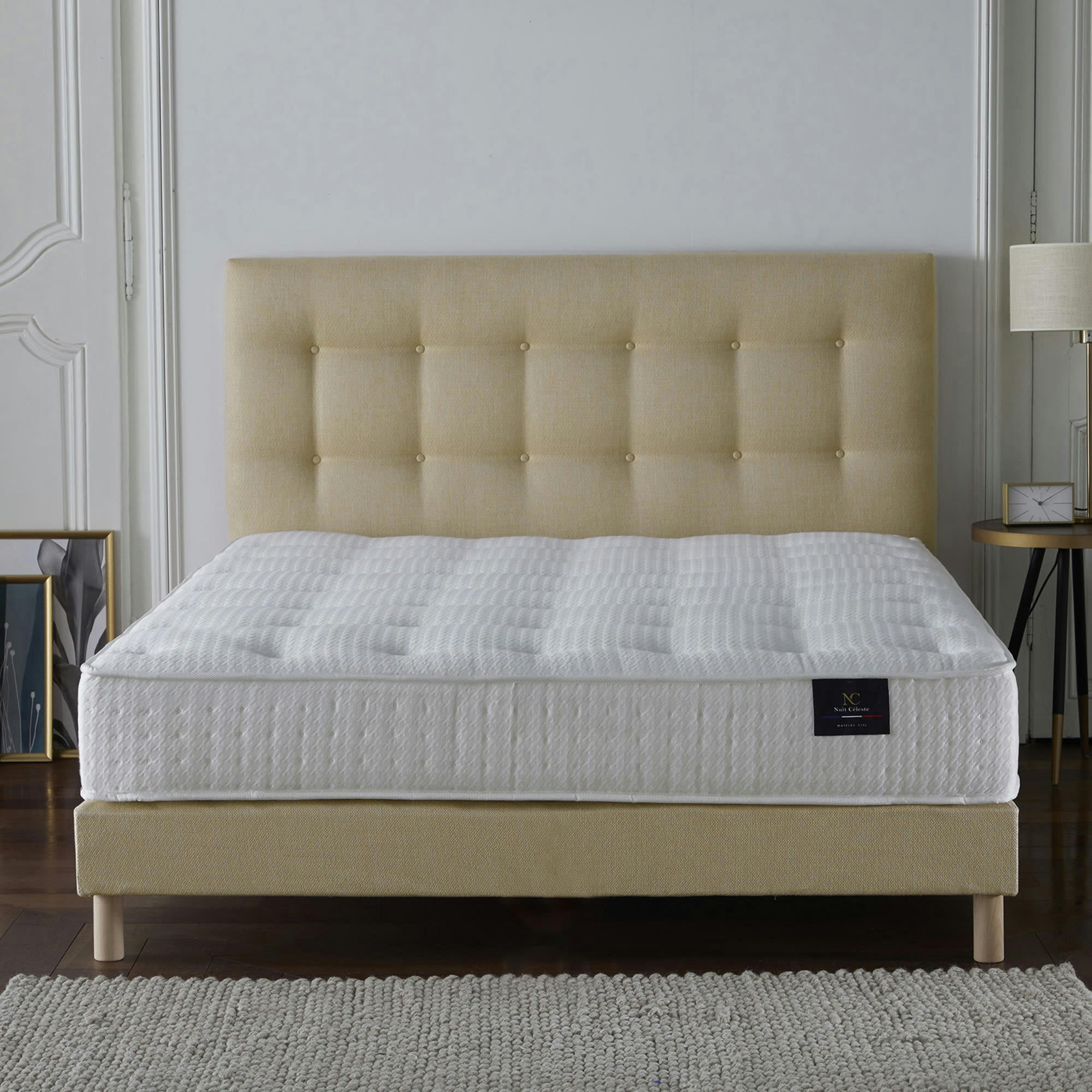 NOVA - Ensemble tête de lit Matelas ressorts Mémoire de forme sommier 160x200