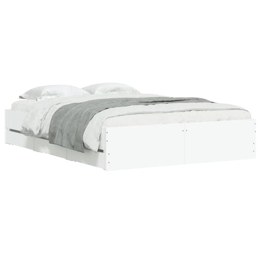 NNEVL Bed Frame with Drawers White 135x190 cm Engineered Wood