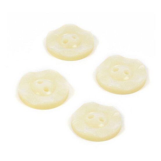 Hemline Cream Basic Scalloped Edge Button 4 Pack