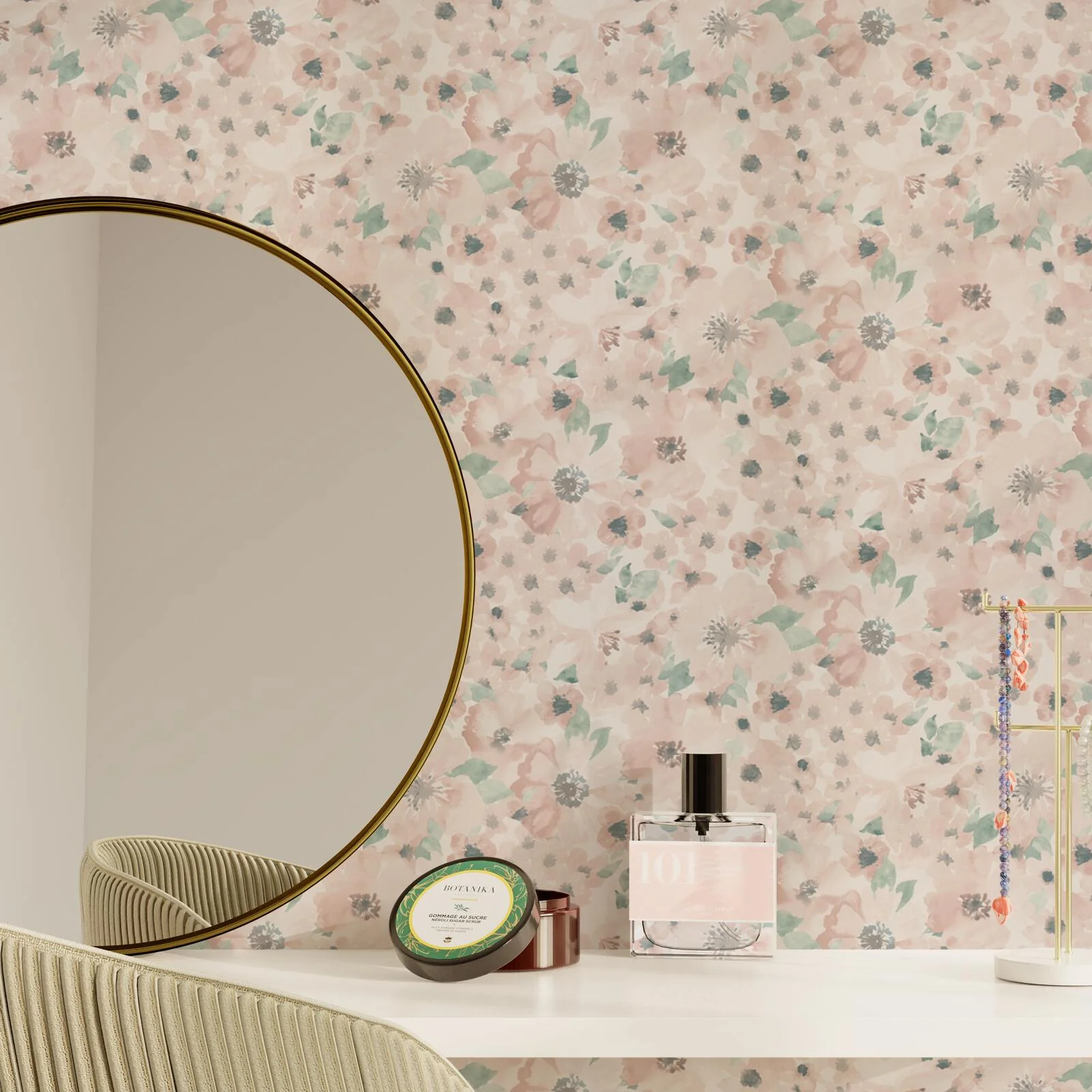 4MURS Papier peint intissé YULIA coloris rose poudré