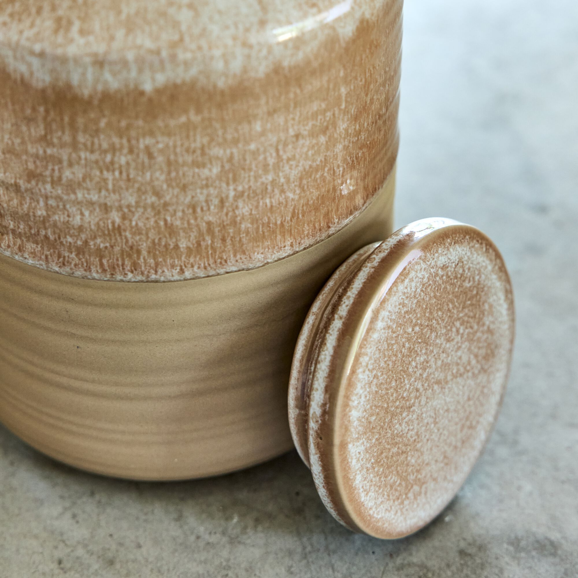 BOCARA - Bocal avec couvercle 1L en grès - beige