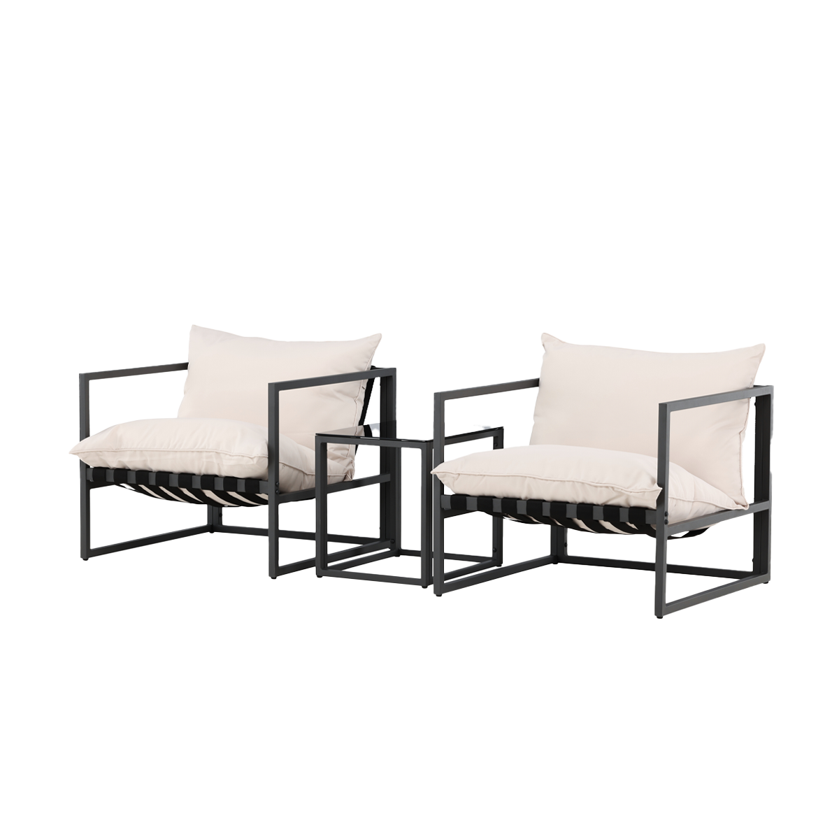 Nest outdoor Ebba Loungeset 3 Delig Met Zitkussens - Zwart
