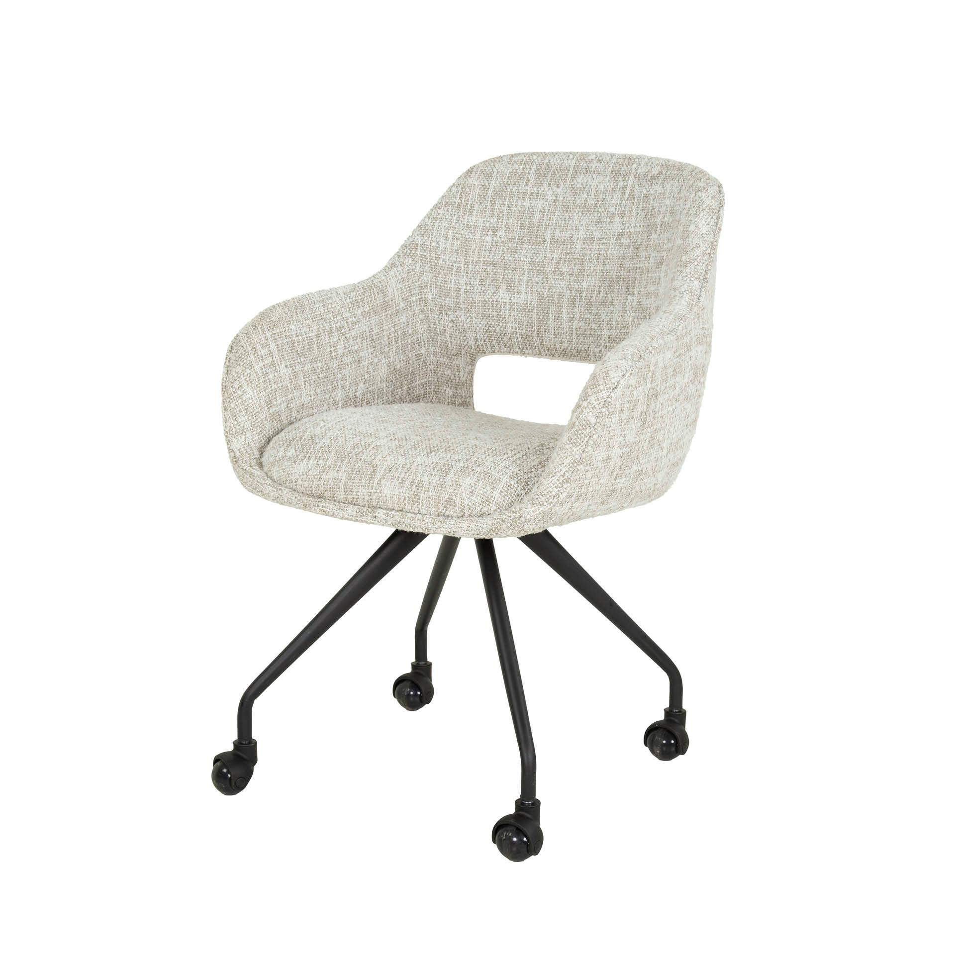 Chaise de bureau à roulettes en tissu gris clair chiné (lot de 2) CREEK