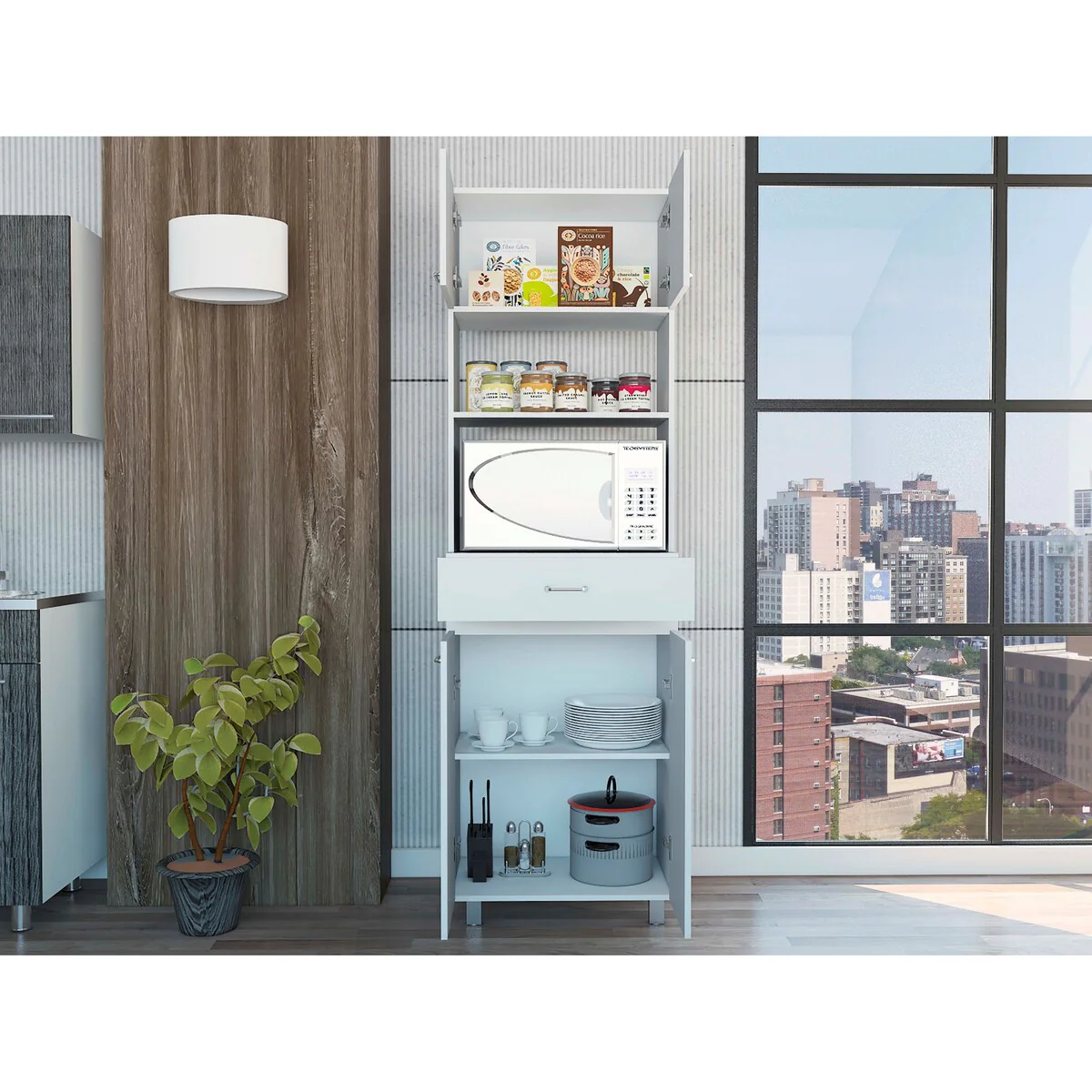 Microwave Cabinet for Kitchen, Dining Room,Living Room, White