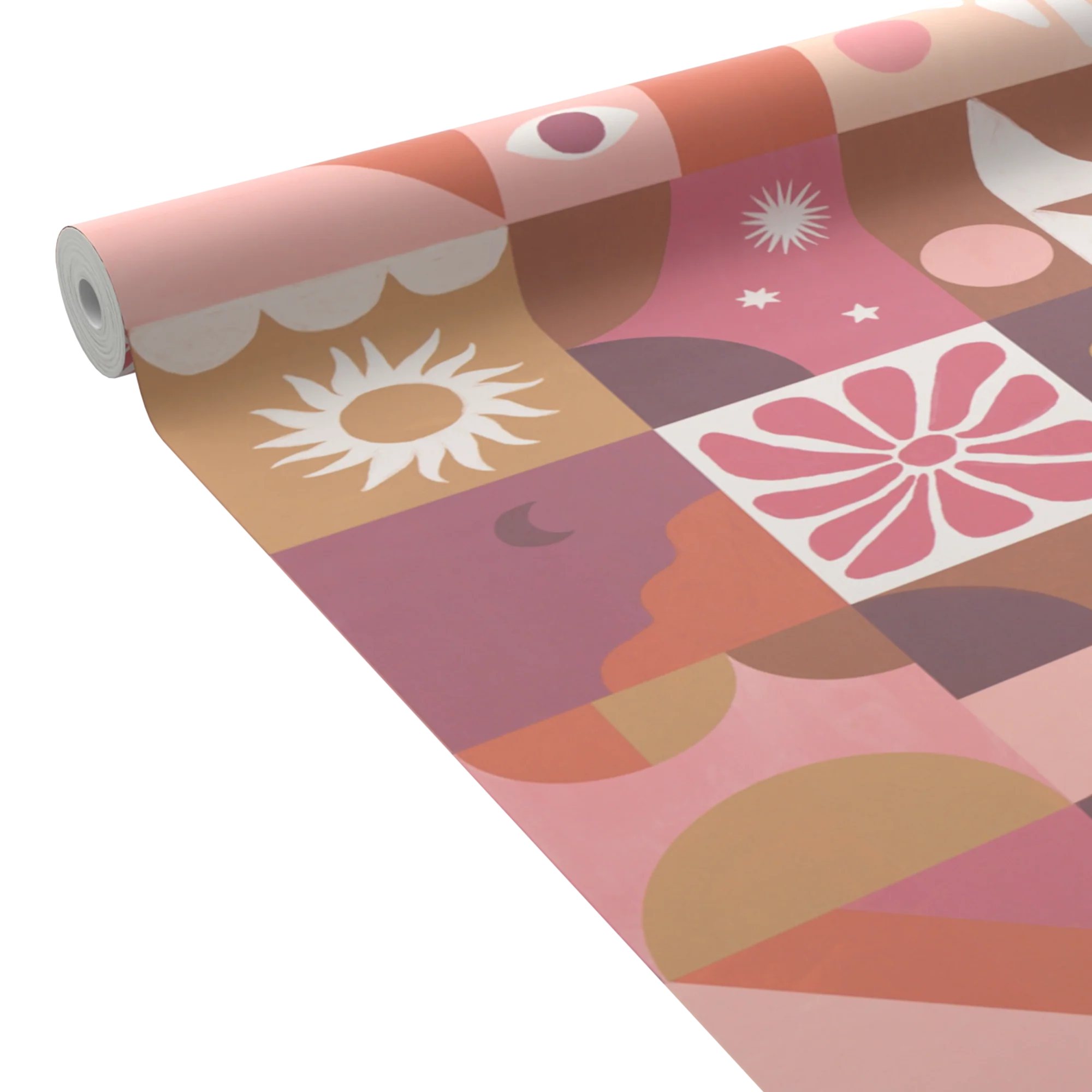 Papier peint intissé MYSTIC rose intense, prune et ocre