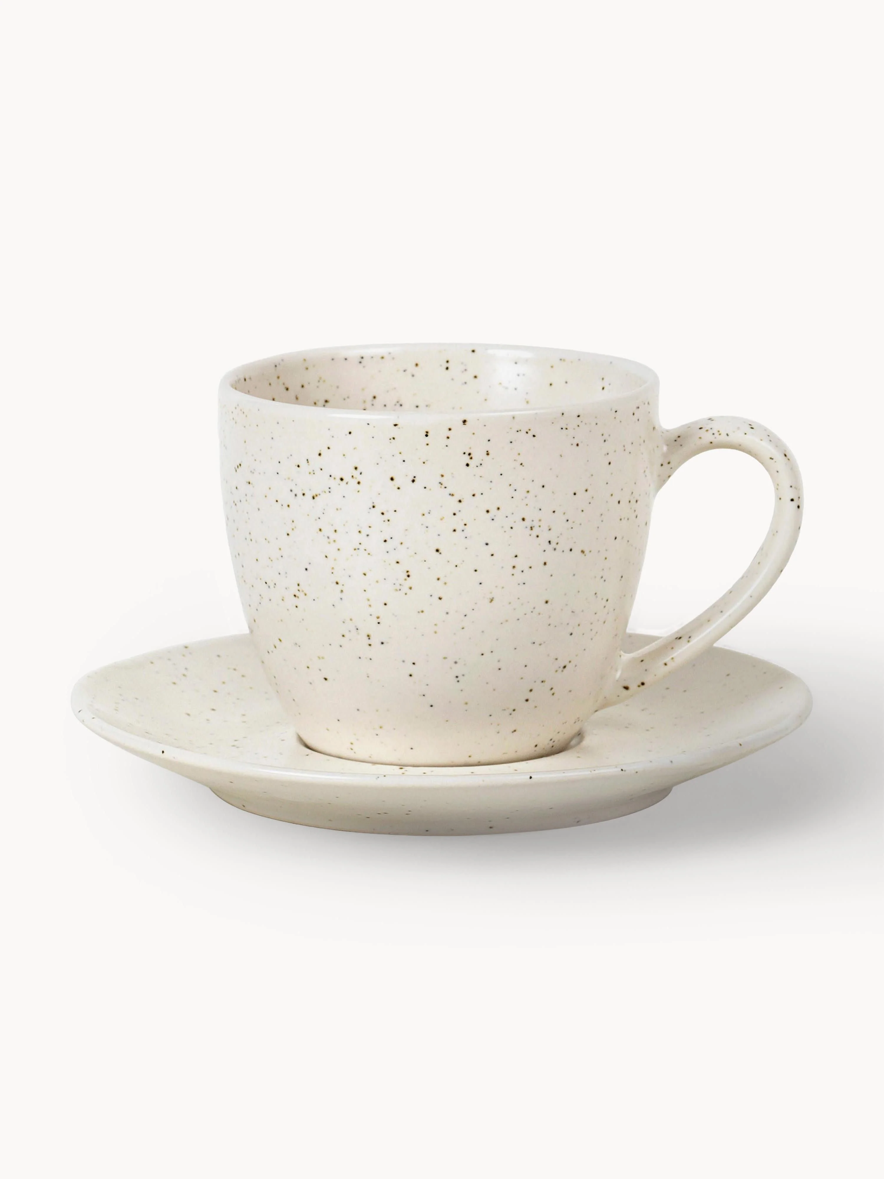 Handgefertigte Kaffeetasse Nordic Vanilla mit Untertasse