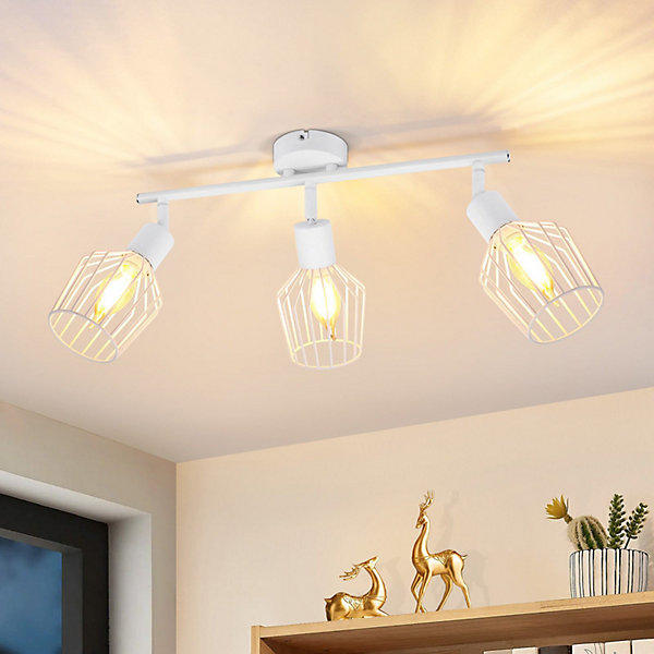 NETTLIFE 3 Spots de Plafond E14 métal lampe de couloir pivotanteapplique murale pour couloir et salon blanc