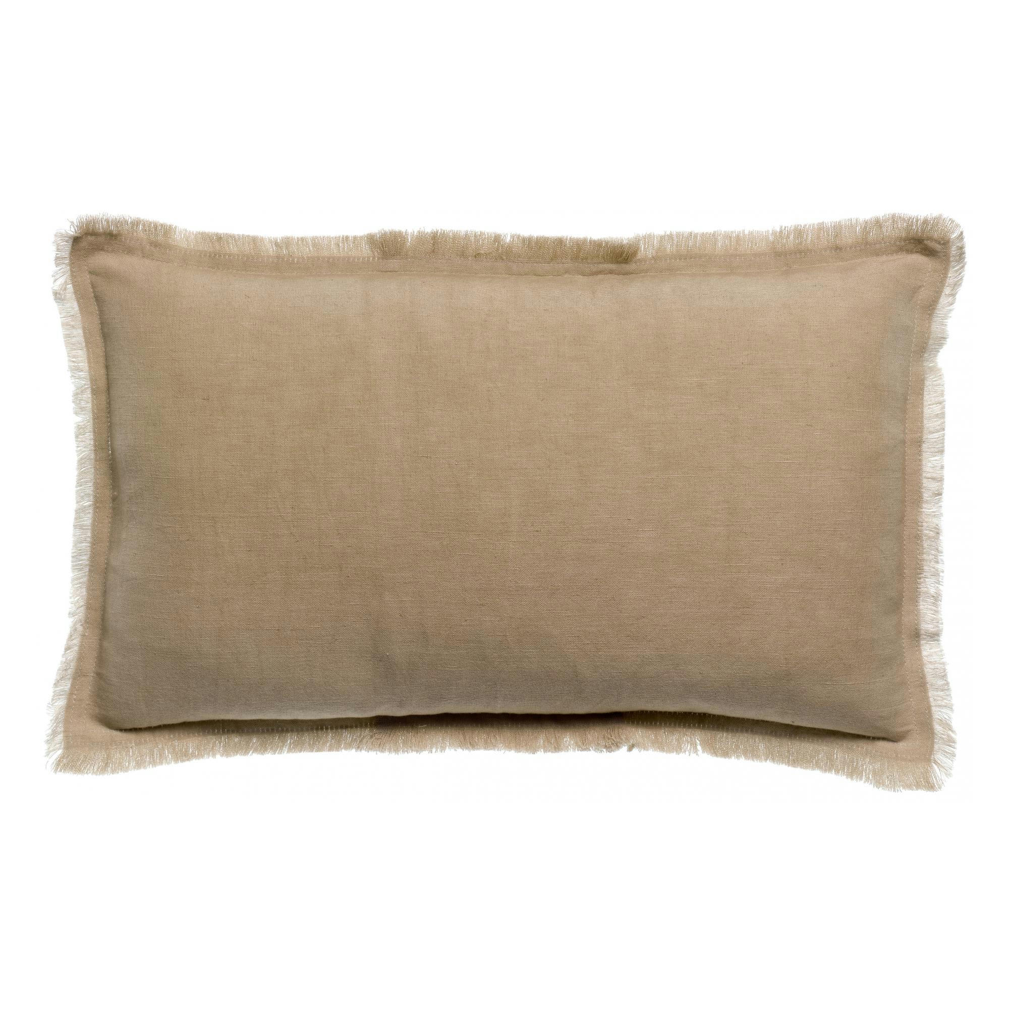 LALY - Coussin uni  en lin galet 30 x 50