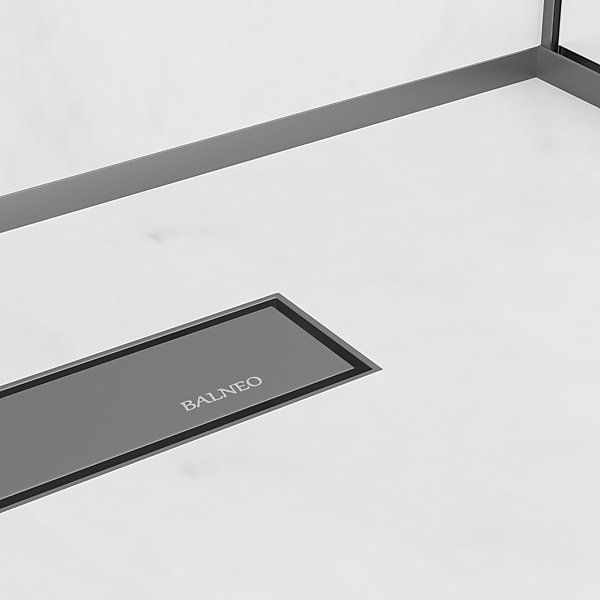Balneo Profilé latéral incliné droit pour douche à l'italienne 170cm acier inoxydable finition gun metal graphiteux