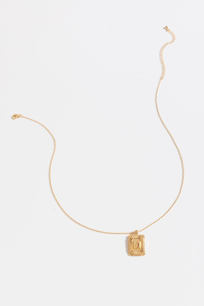 Initial ID Tag Pendant Necklace