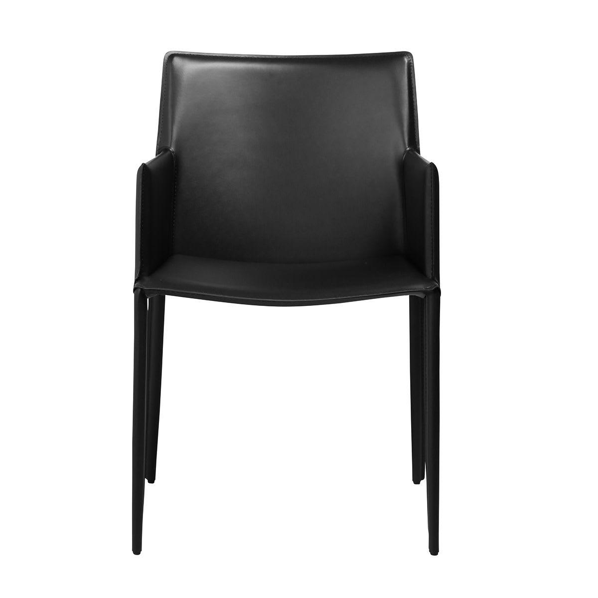 SOLÈNE - Fauteuil cuir noir avec accoudoirs