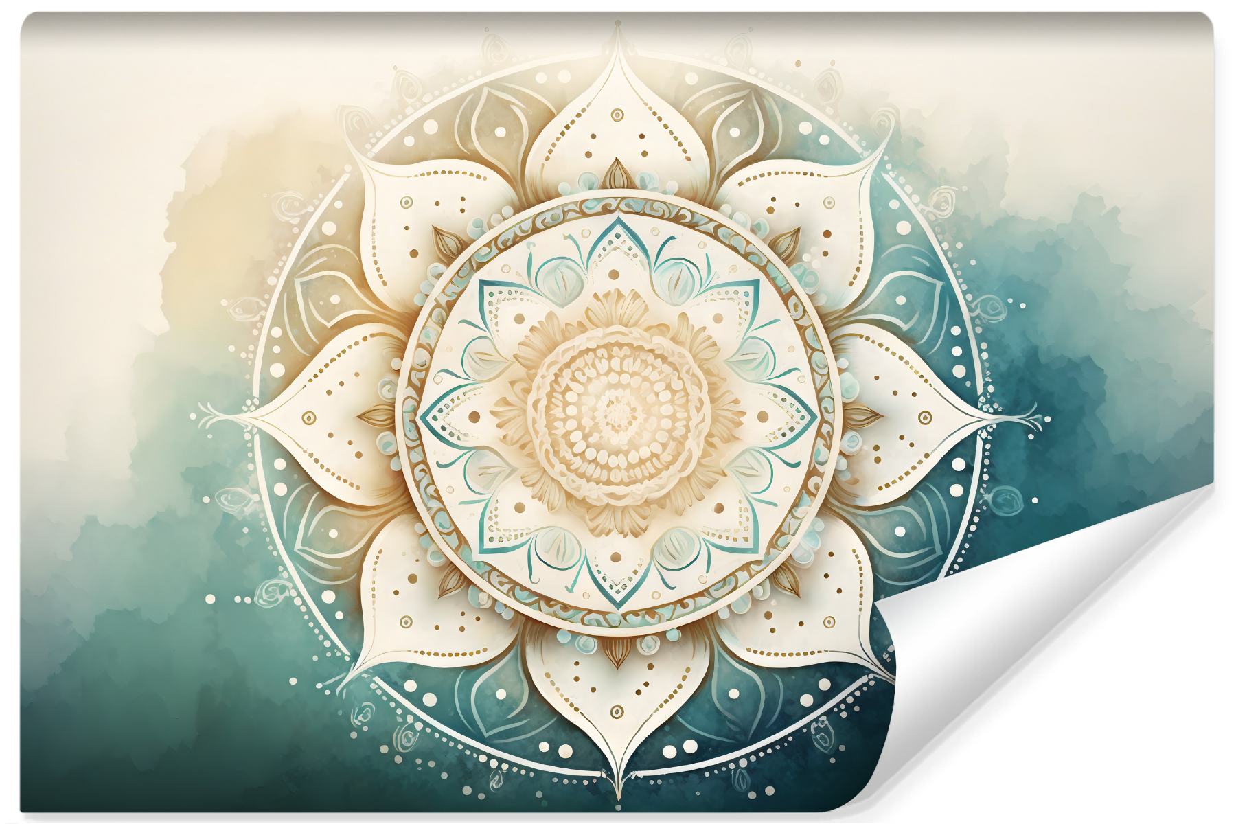 Fototapeta Do Sypialni Akwarelowa Mandala 90x60cm