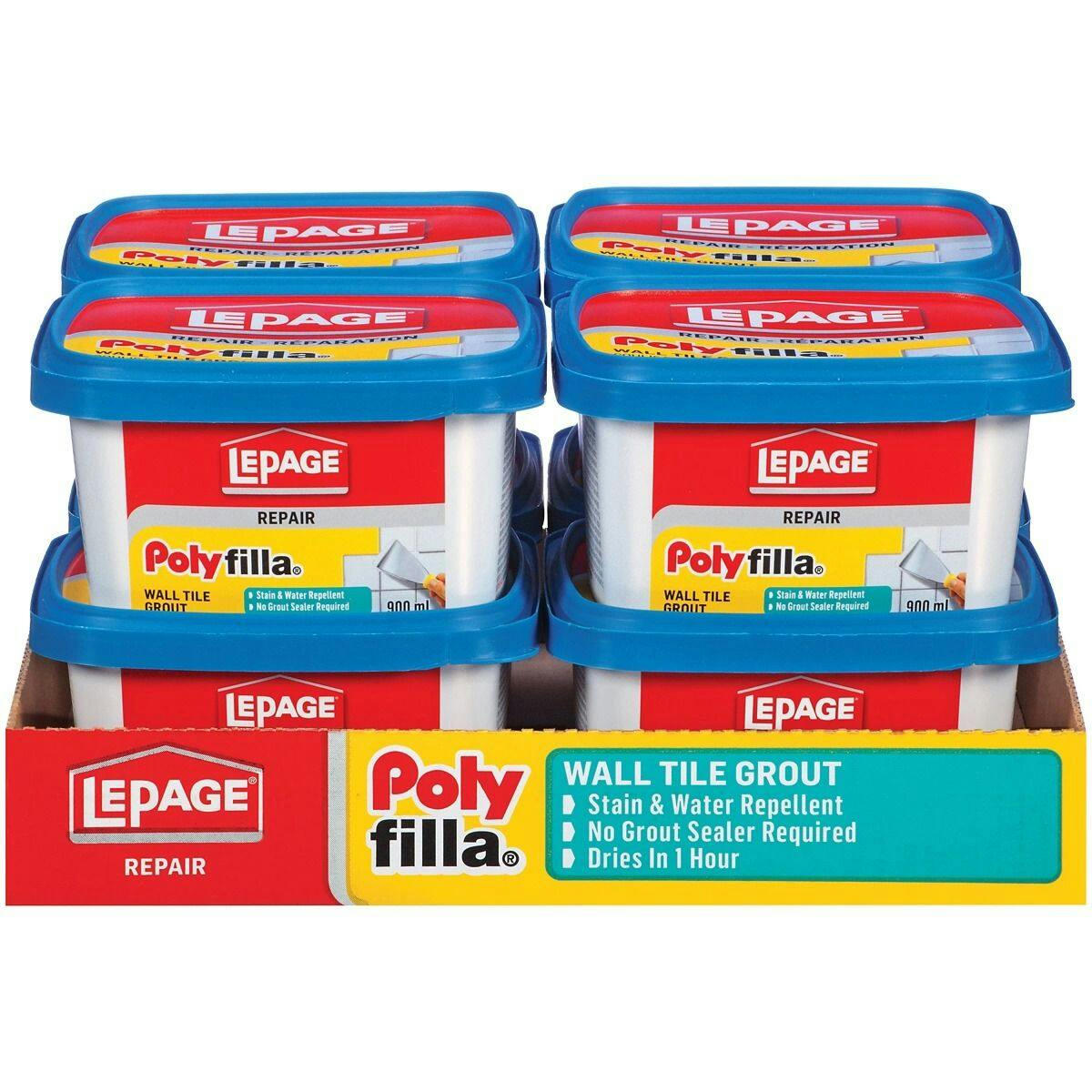 Lepage Polyfilla Repair Pre-Mixed Wall Tile Grout, Stain & Water-Repellent, White, 900-mL