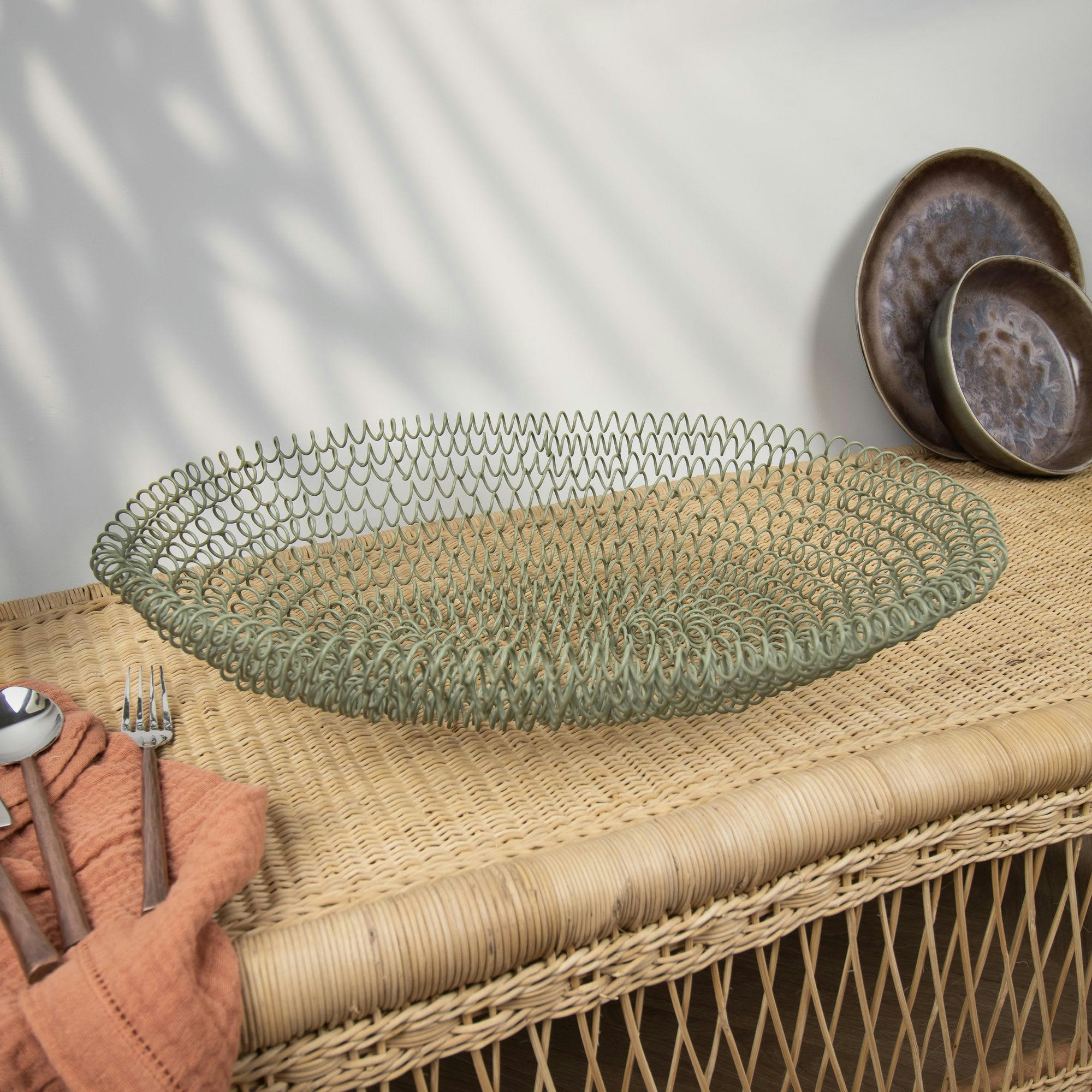 AGRA - Corbeille en métal vert olive mat