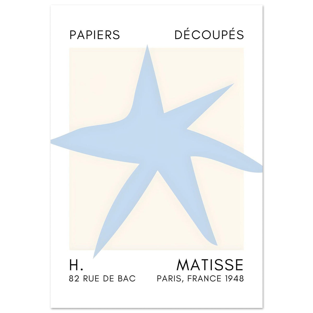 Artfulprints Poster Matisse – Star of the sea light blue  - 70x100 cm - Blauw