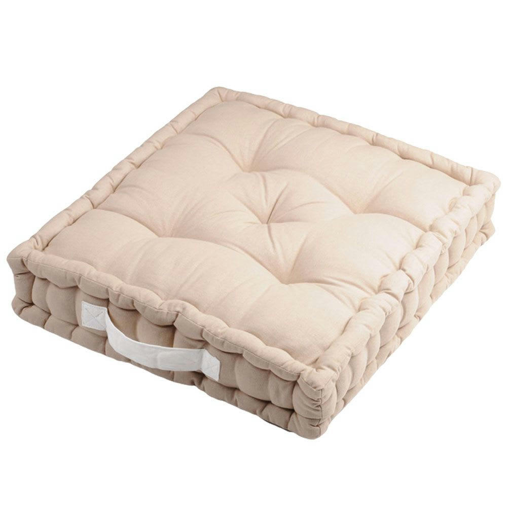 - Coussin de sol bicolore coton lin 45 x 45
