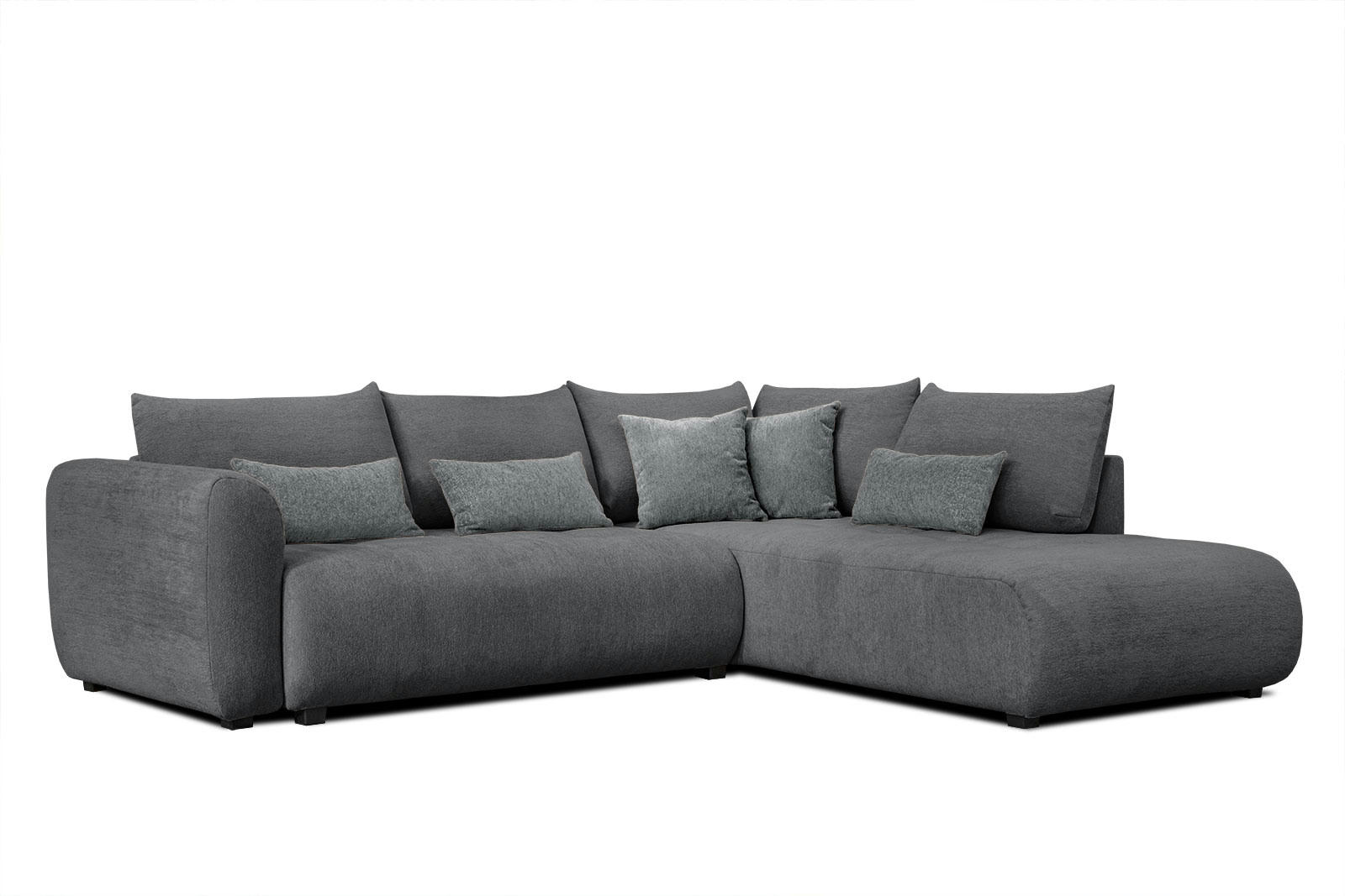 SORENO - Canapé d'angle droit 5 places noir avec le couchage