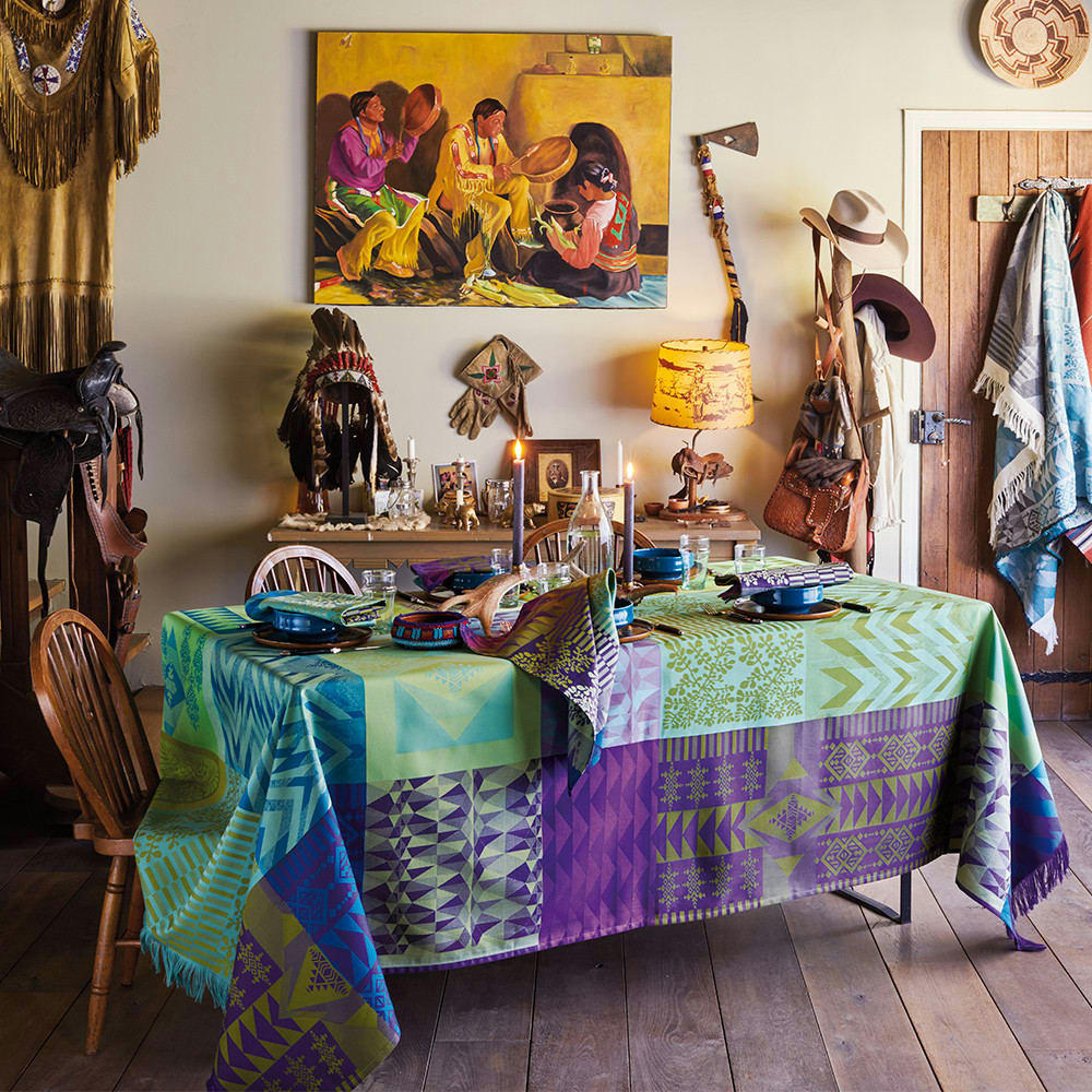 SANTA FE VERT - Nappe antitache déperlant pur coton vert 115X120