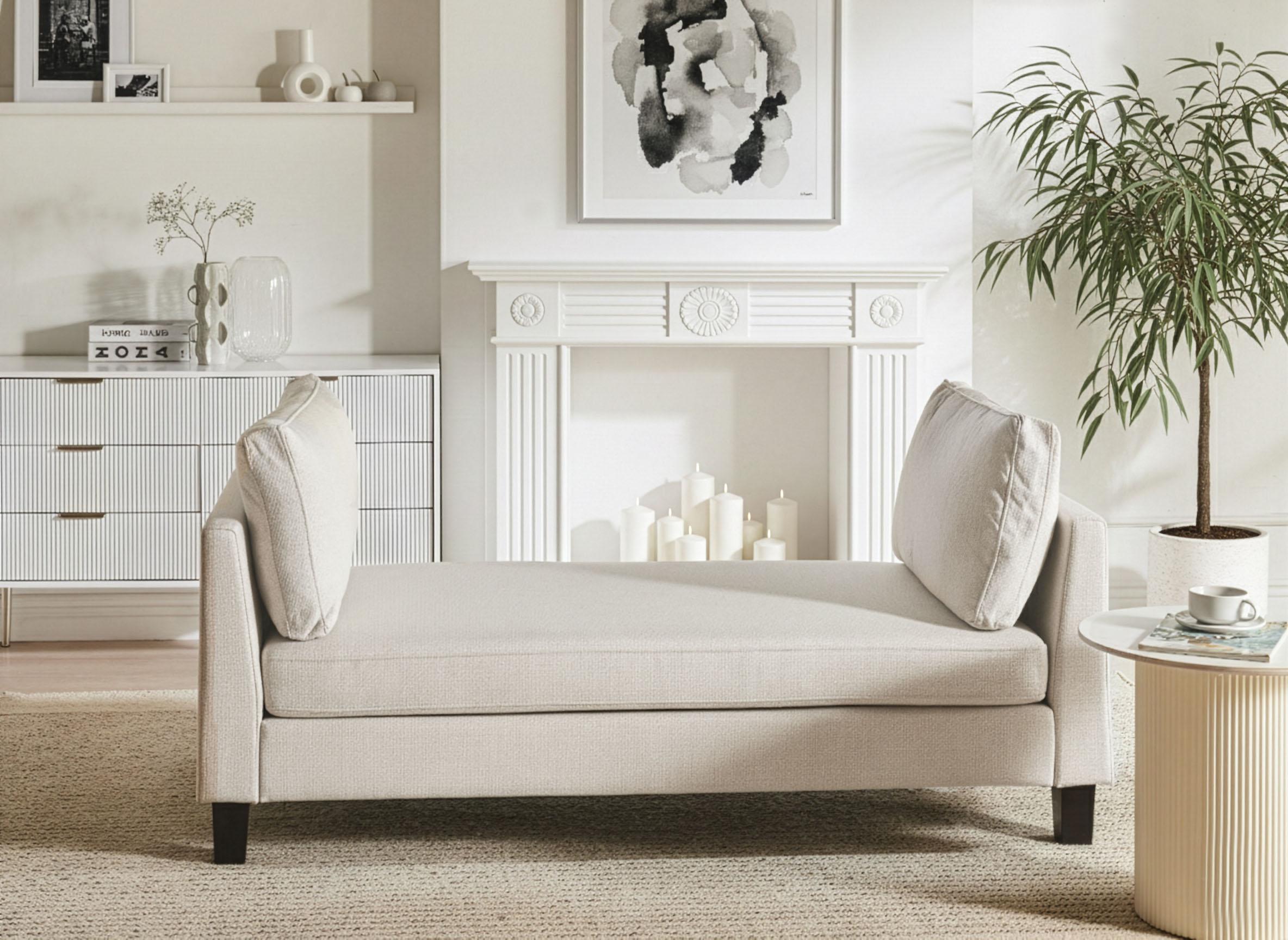 Chaise Longue ARCHIANE Fabric Light Beige