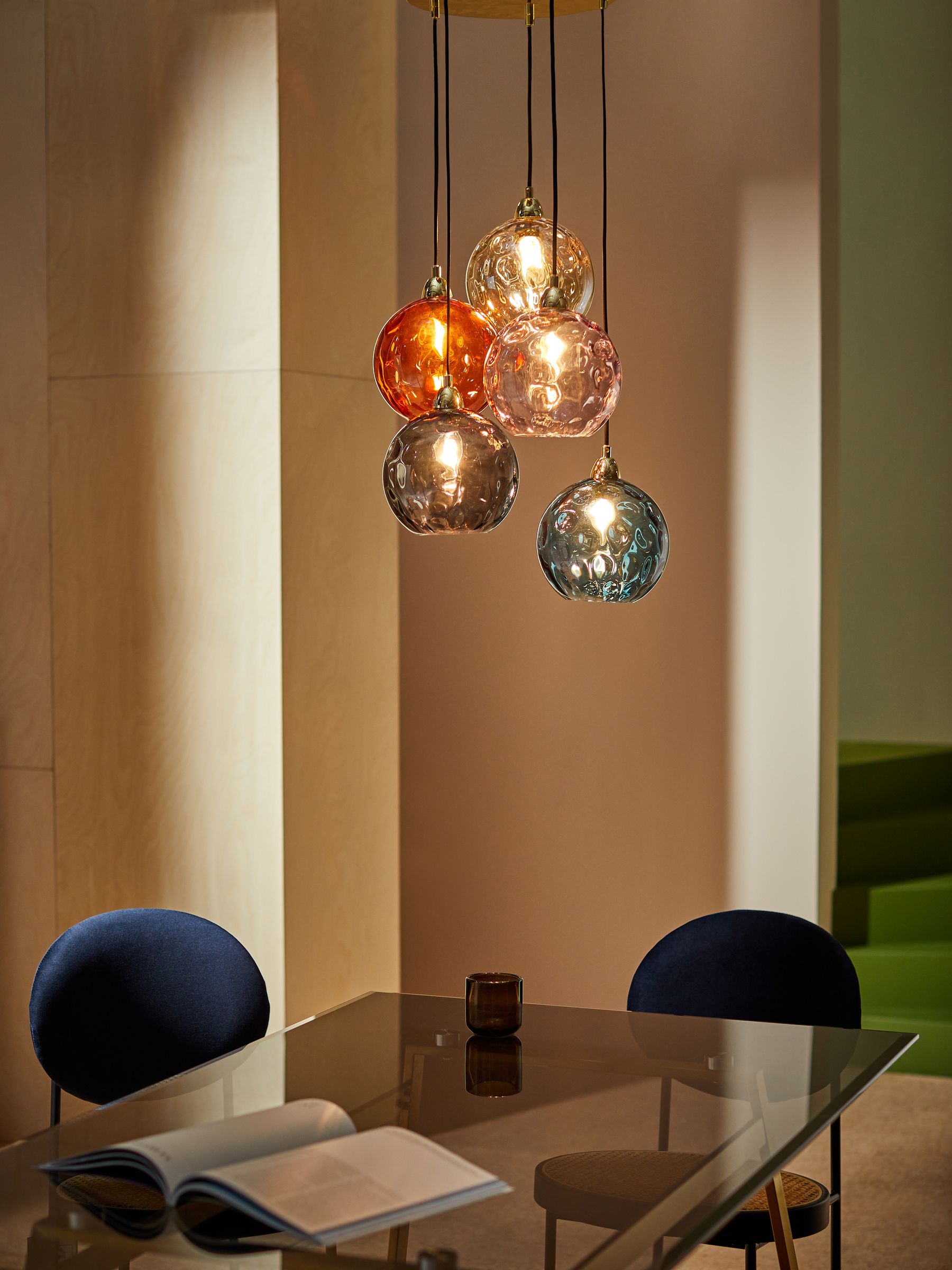 Ilaria 5 Light Cluster Pendant Ceiling Light in Red Multi