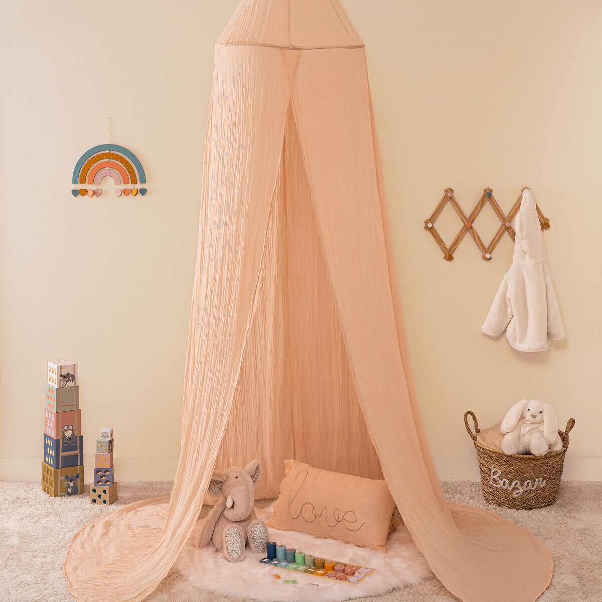 Bed canopy "Lili" Cotton gauze, white, h.350 cm