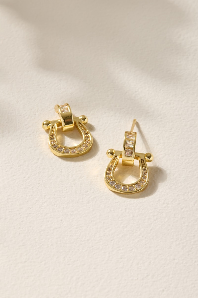Tamara Pave Horseshoe Drop Earrings