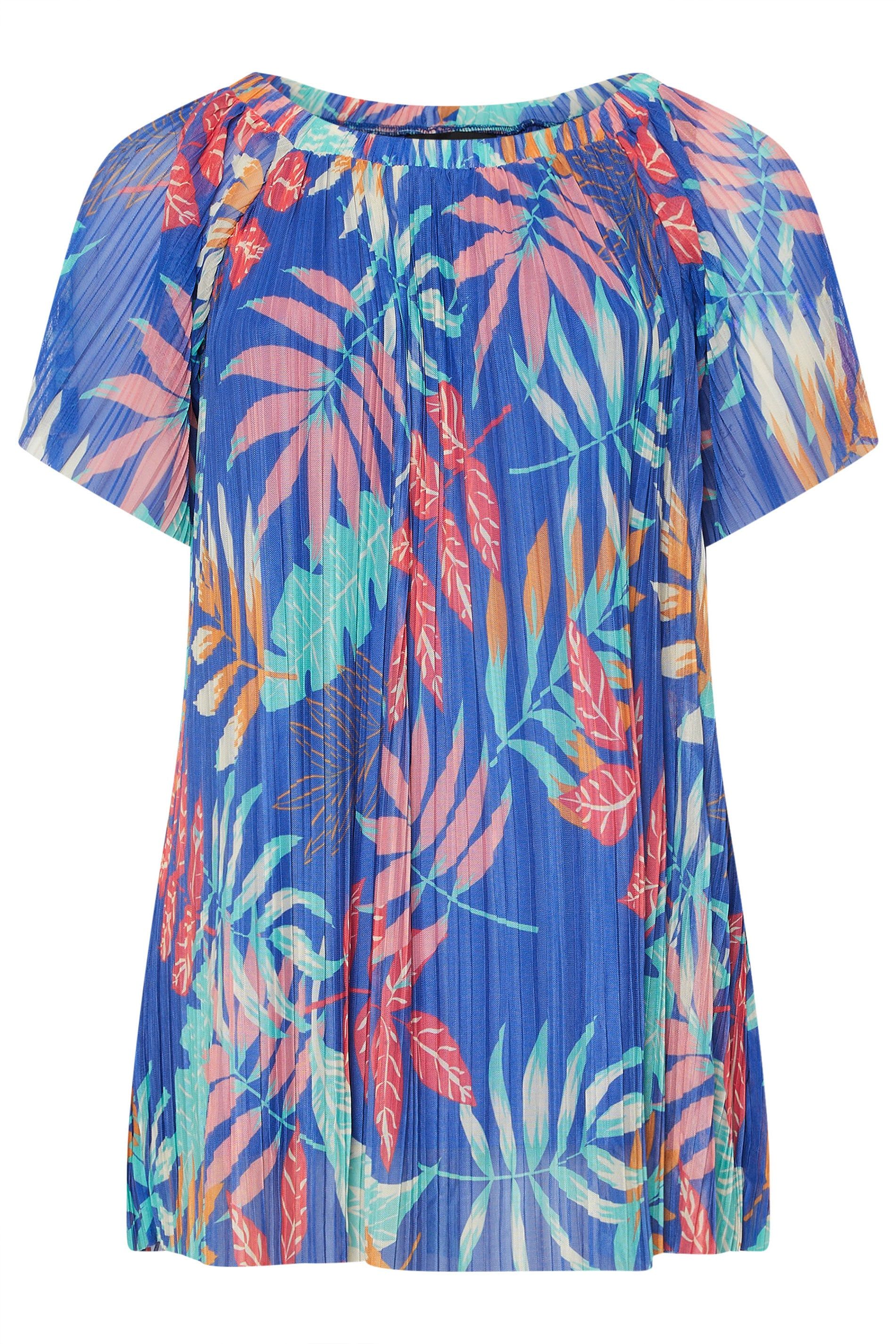 Yours Printed Pleated Mesh Top