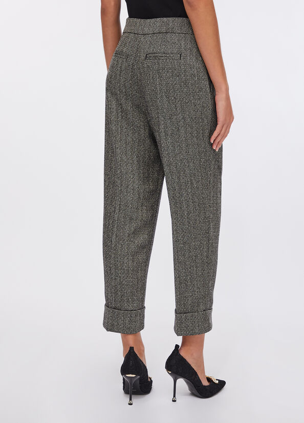 Pantaloni cropped spinati