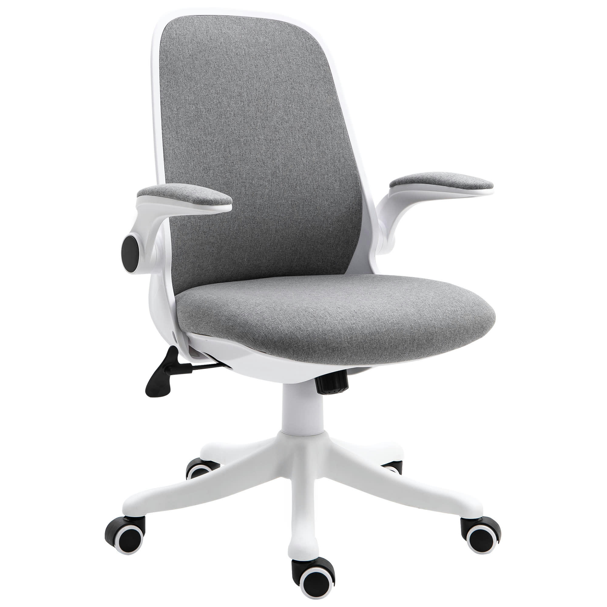 - Chaise de bureau accoudoirs relevables support lombaires tissu gris