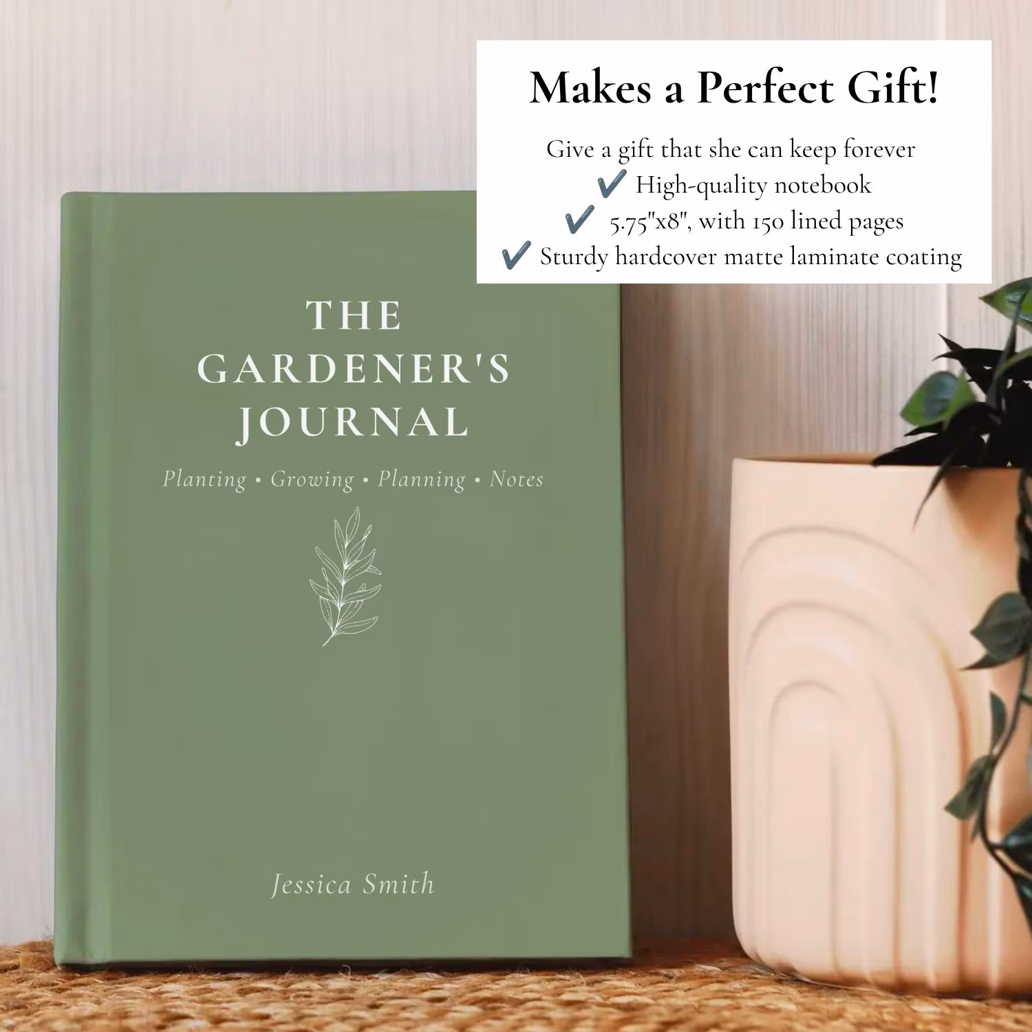 Personalized Gardening Journal Garden Lover Gift Vegetable Flowers Notebook Gift Custom Gardener Gift Mom Dad Grandma Retired Garden Gift