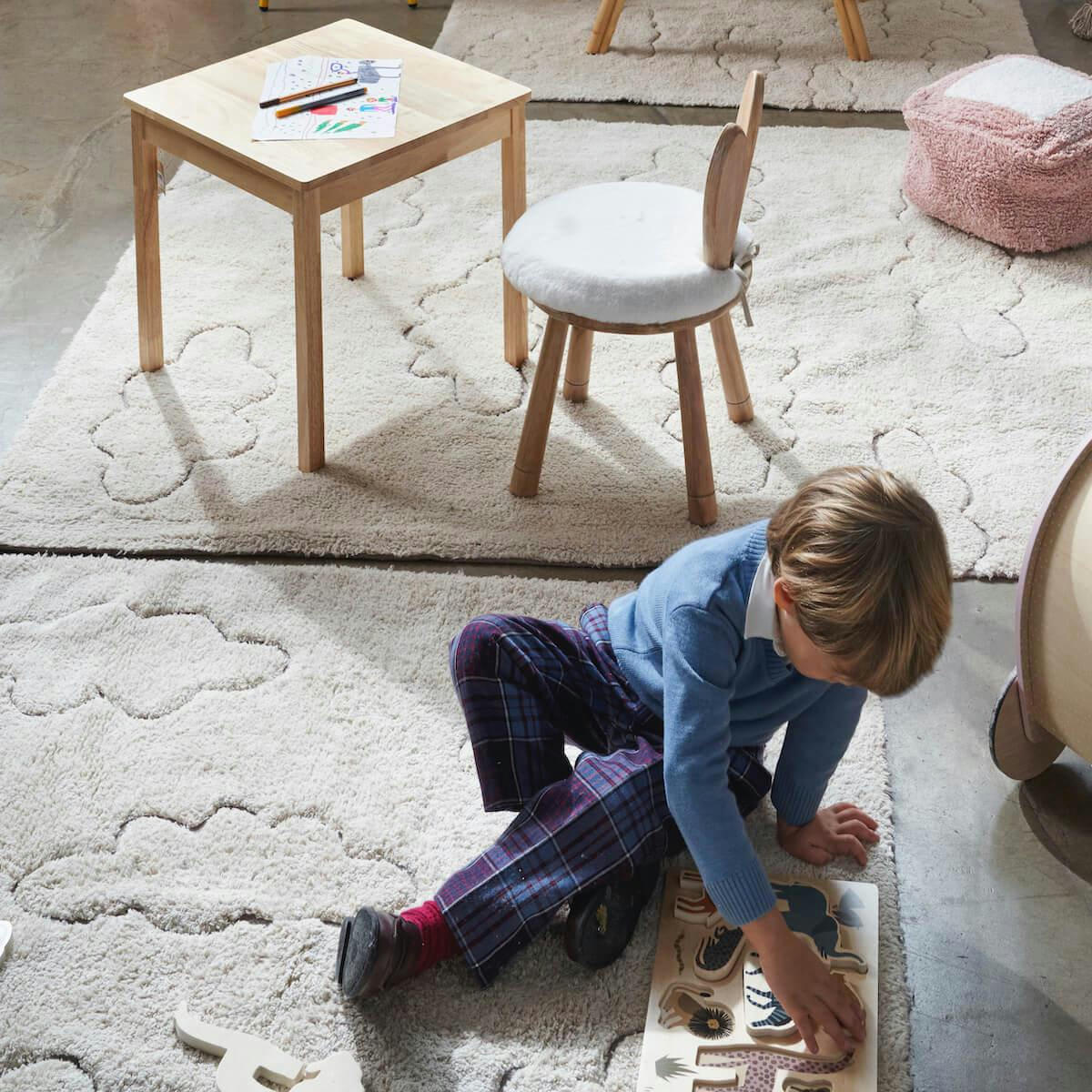 RUGCYCLED - Tapis lavable nuage en coton blanc 140x200