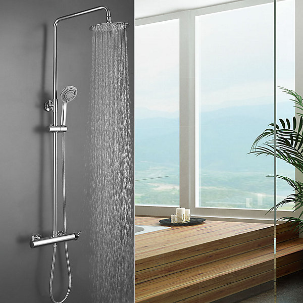 Colonne de douche ronde monocommande TOR, 83-126 cm, finition chrome poli, en laiton Kibath