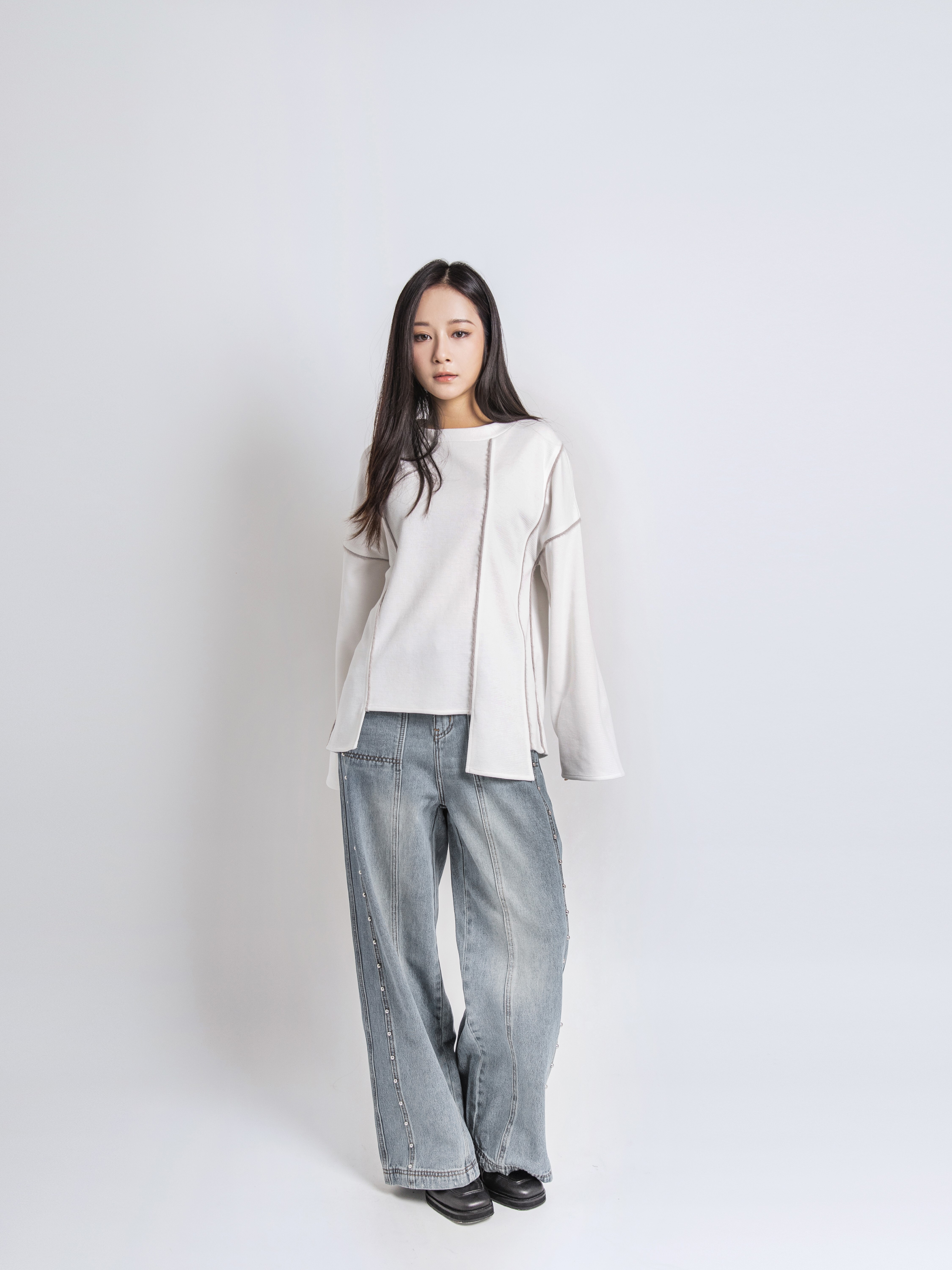 Oversized fluffy trim top - 25WRT225A