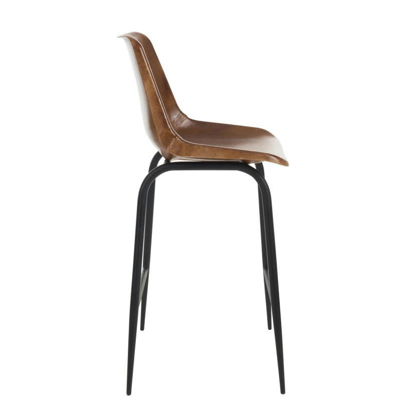 CUIR - Tabouret cuir/métal brun H100cm