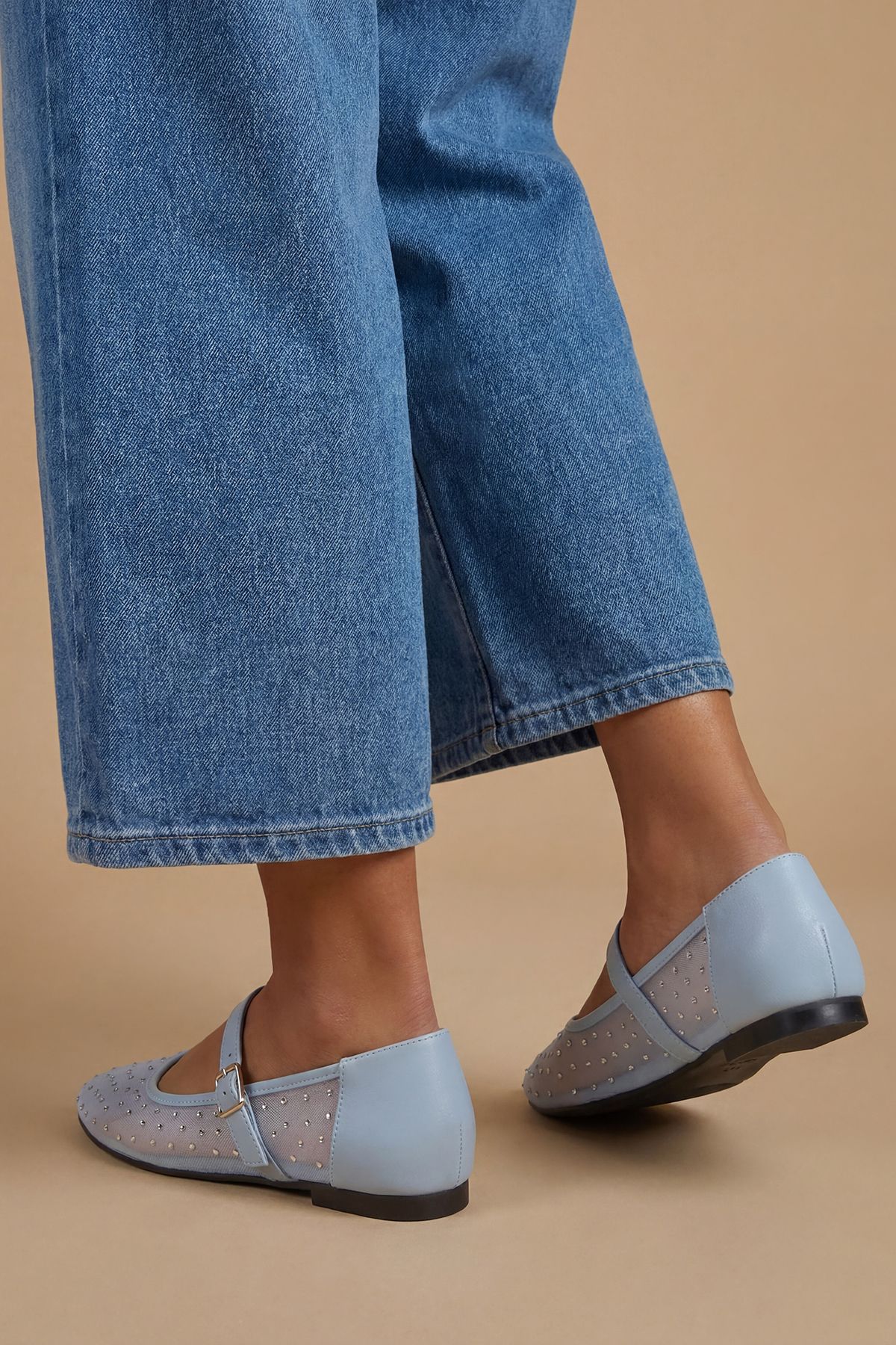 Oasis Harriet Mesh Embellished Mary Jane Flats