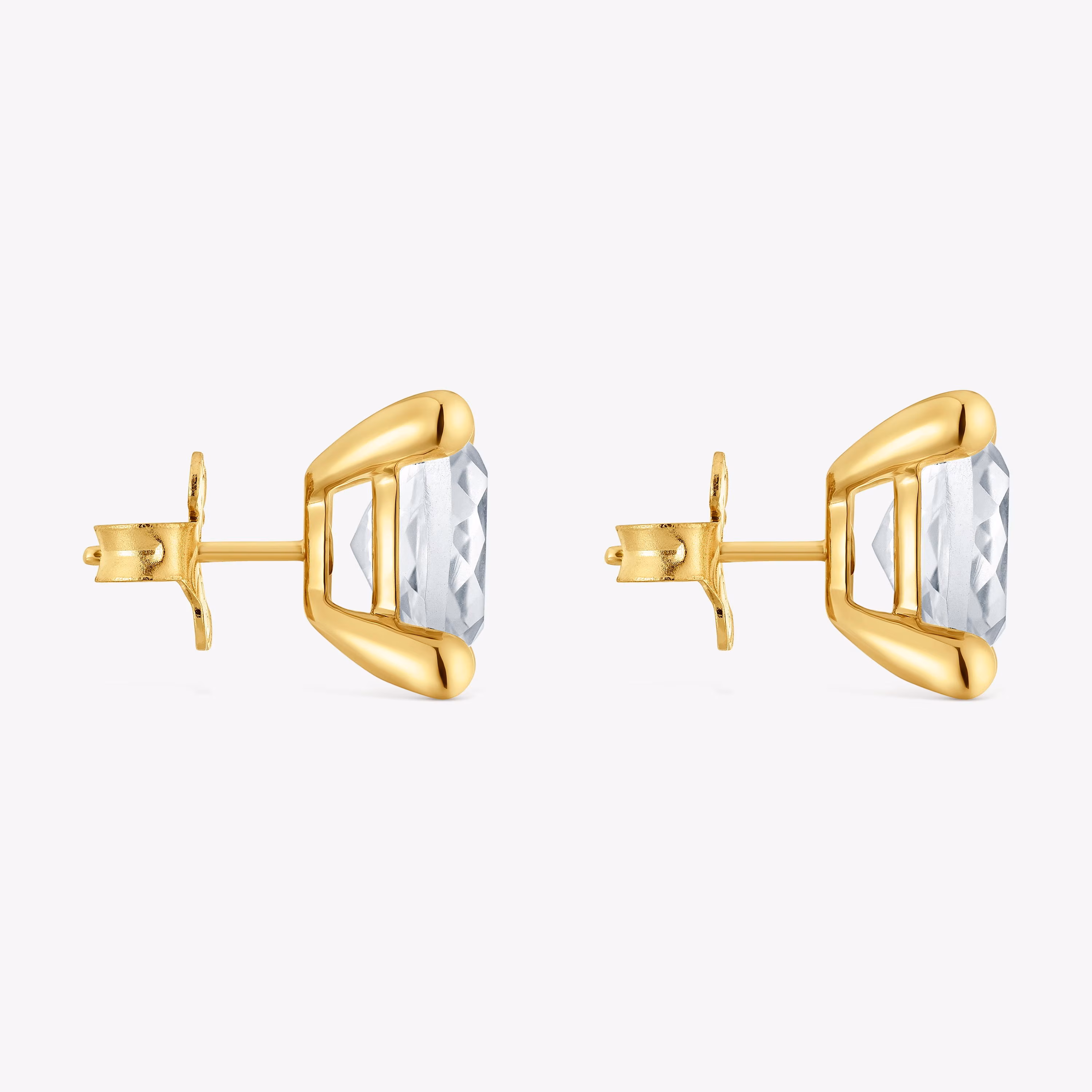 Pendientes con baño de oro 18 kt sobre plata y cuarzo cristal de roca Color White