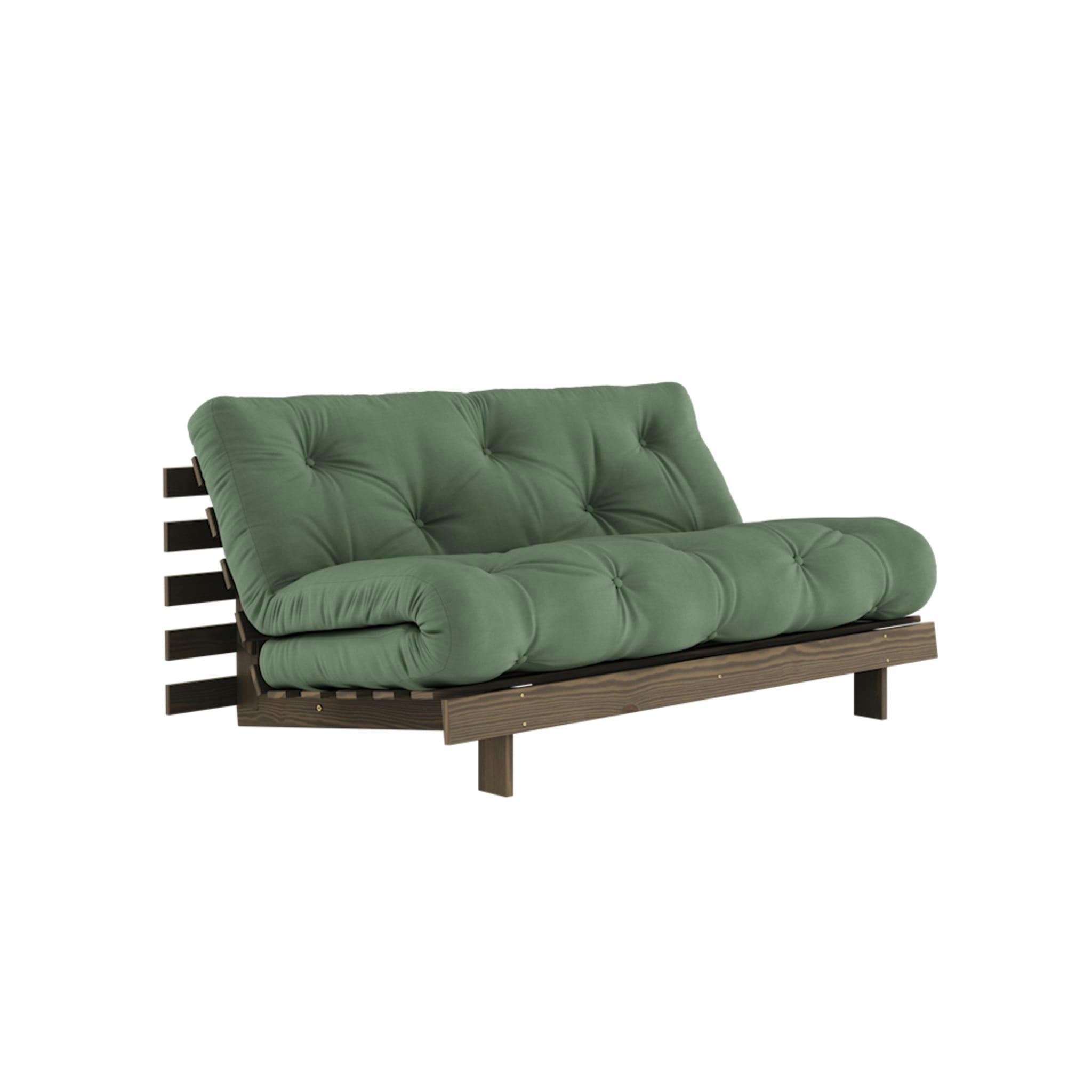 - Canapé convertible en pin massif avec futon vert 160x200