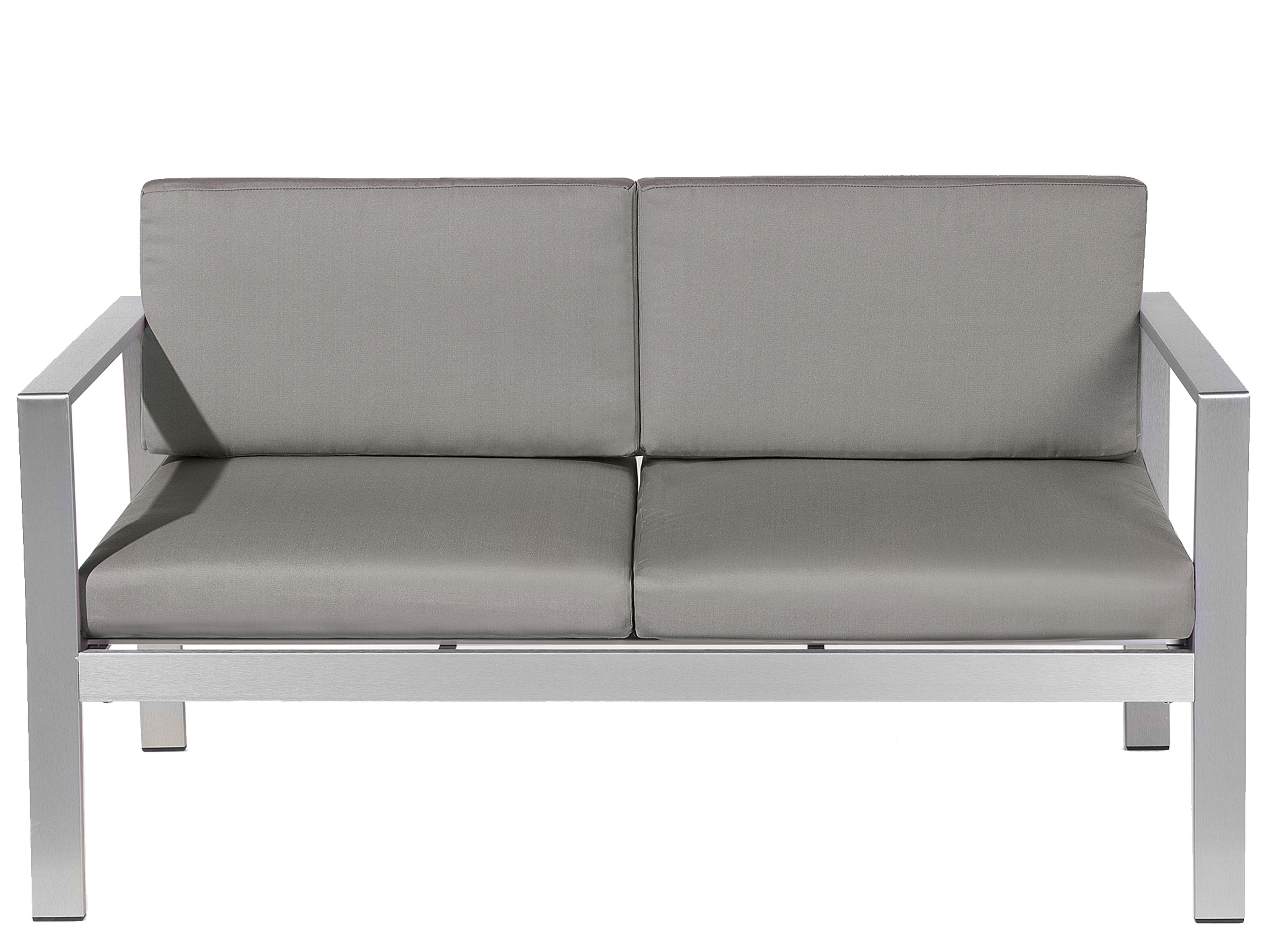 Garden Bench with Cushion SALERNO 142 cm Metal Dark Grey