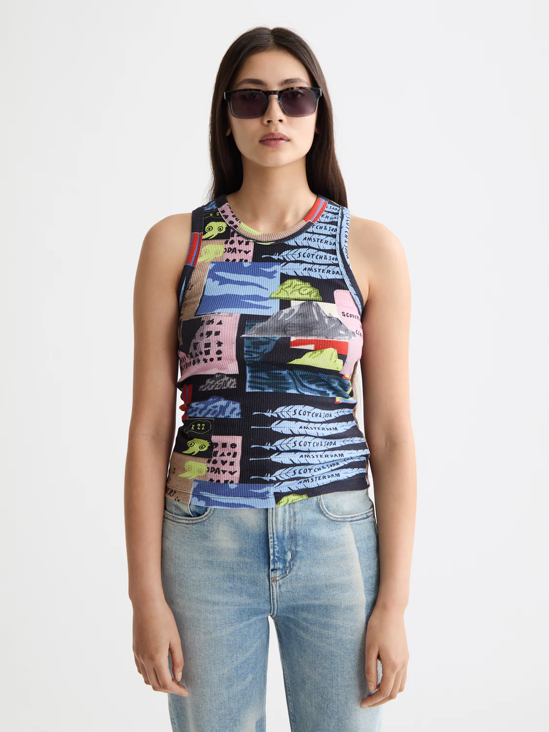 All Over Printed Rib Racer Tank